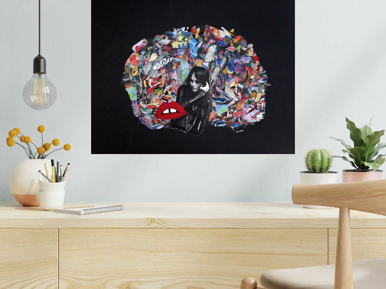 Editions d'art de FLOREPEA a pour titre  Redlips Vanessa style graphique dim : FLOREPEAprix:300