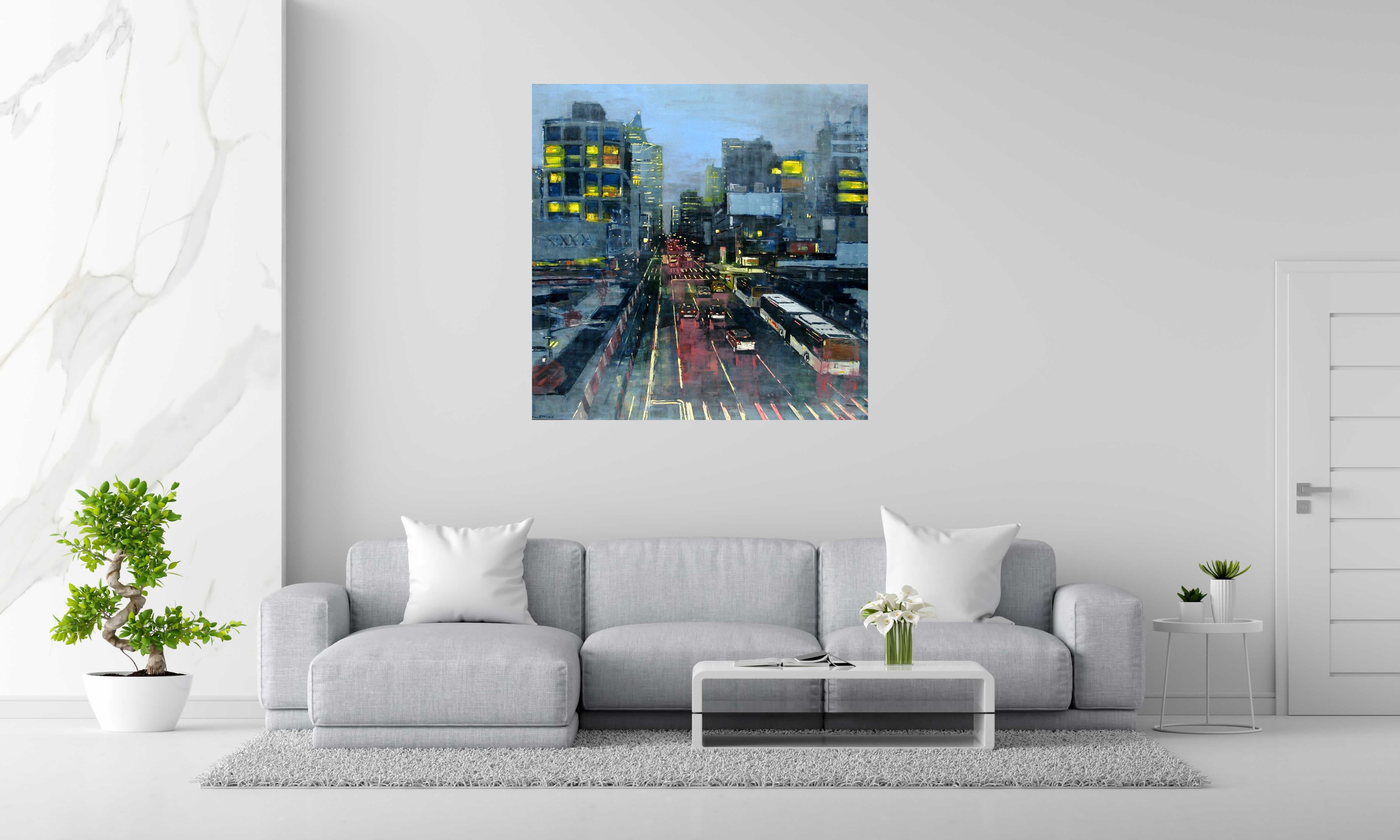 Tableau de ADRIEN FAVEAU a pour titre  Manhattan evening lights style figuratif, graphique dim : ADRIEN FAVEAUprix:3200