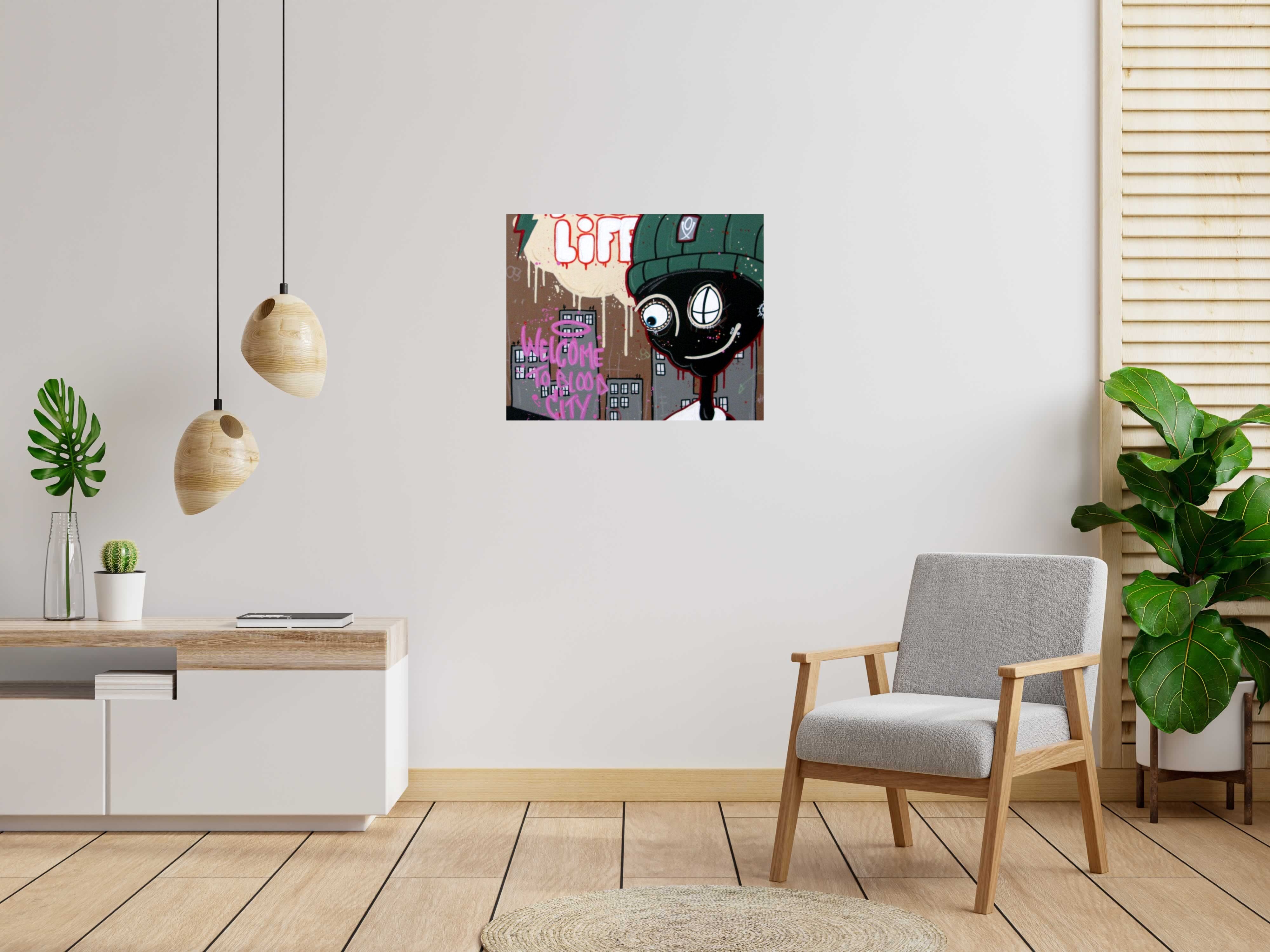 Tableau de DIDIER GOMEZ a pour titre  Welcome to blood city style street pop art dim : DIDIER GOMEZprix:480