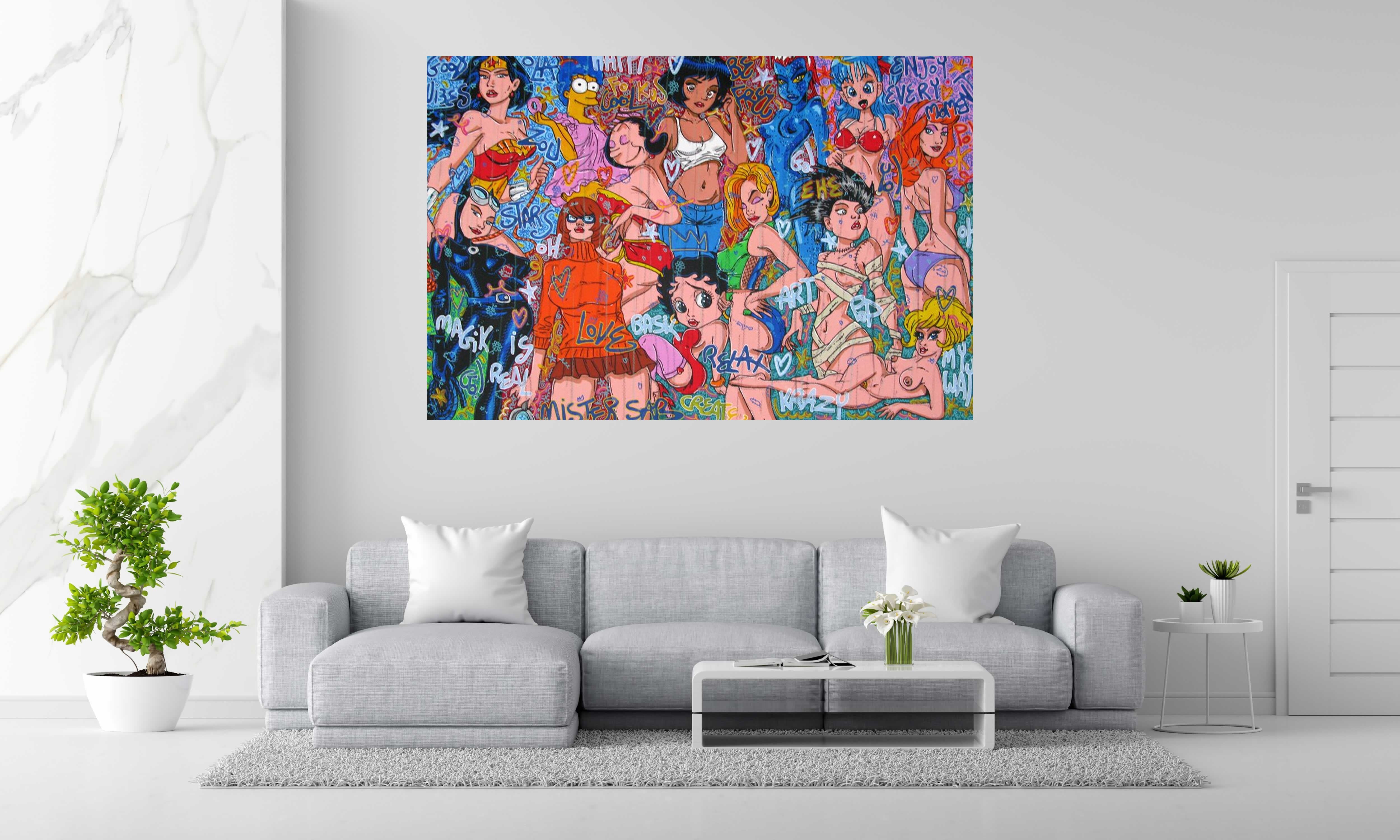Tableau de RICO SAB a pour titre  Enjoy every moments girl style street pop art, street art dim : RICO SABprix:2200