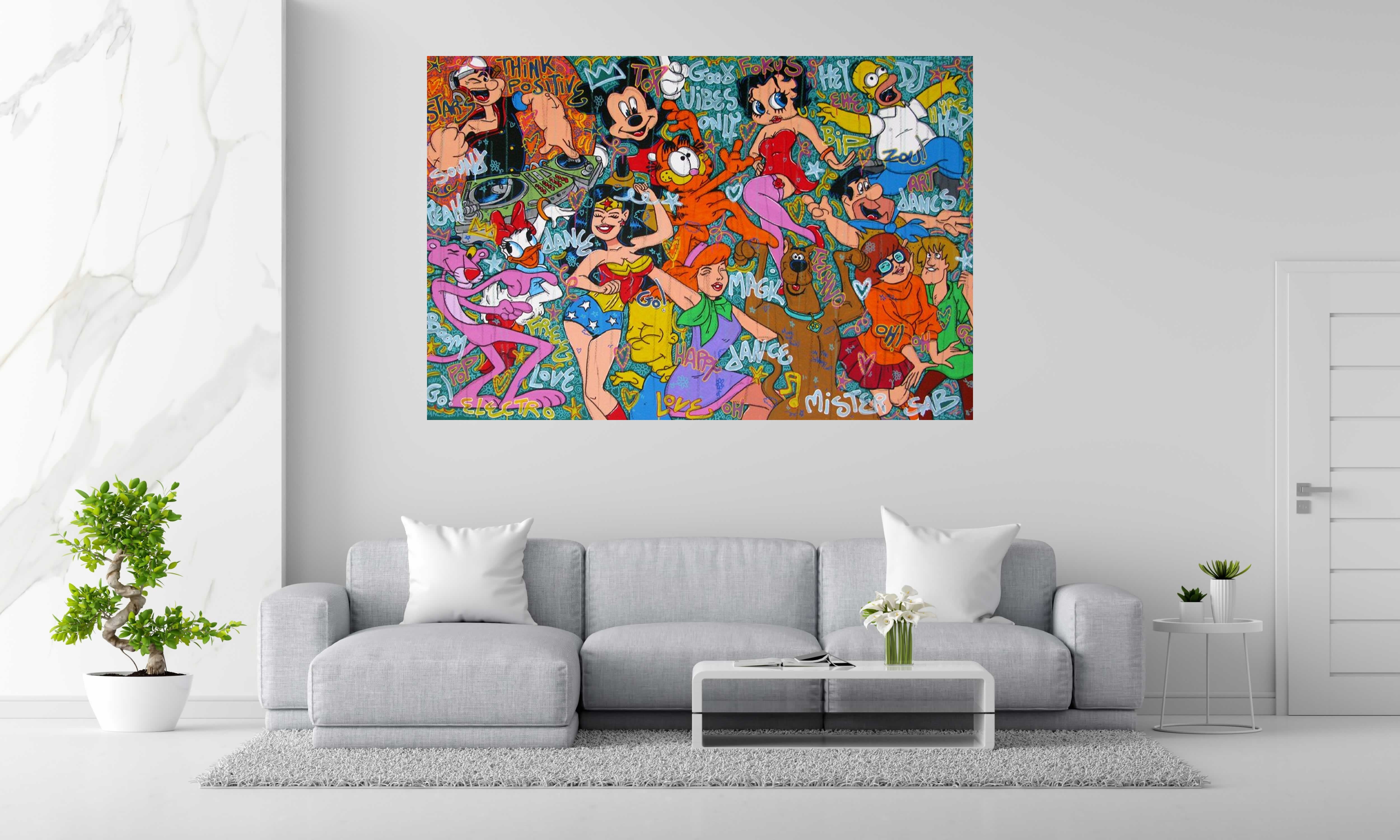 Tableau de RICO SAB a pour titre  DJ Popeye are you gonna dance style street pop art, street art dim : RICO SABprix:2200