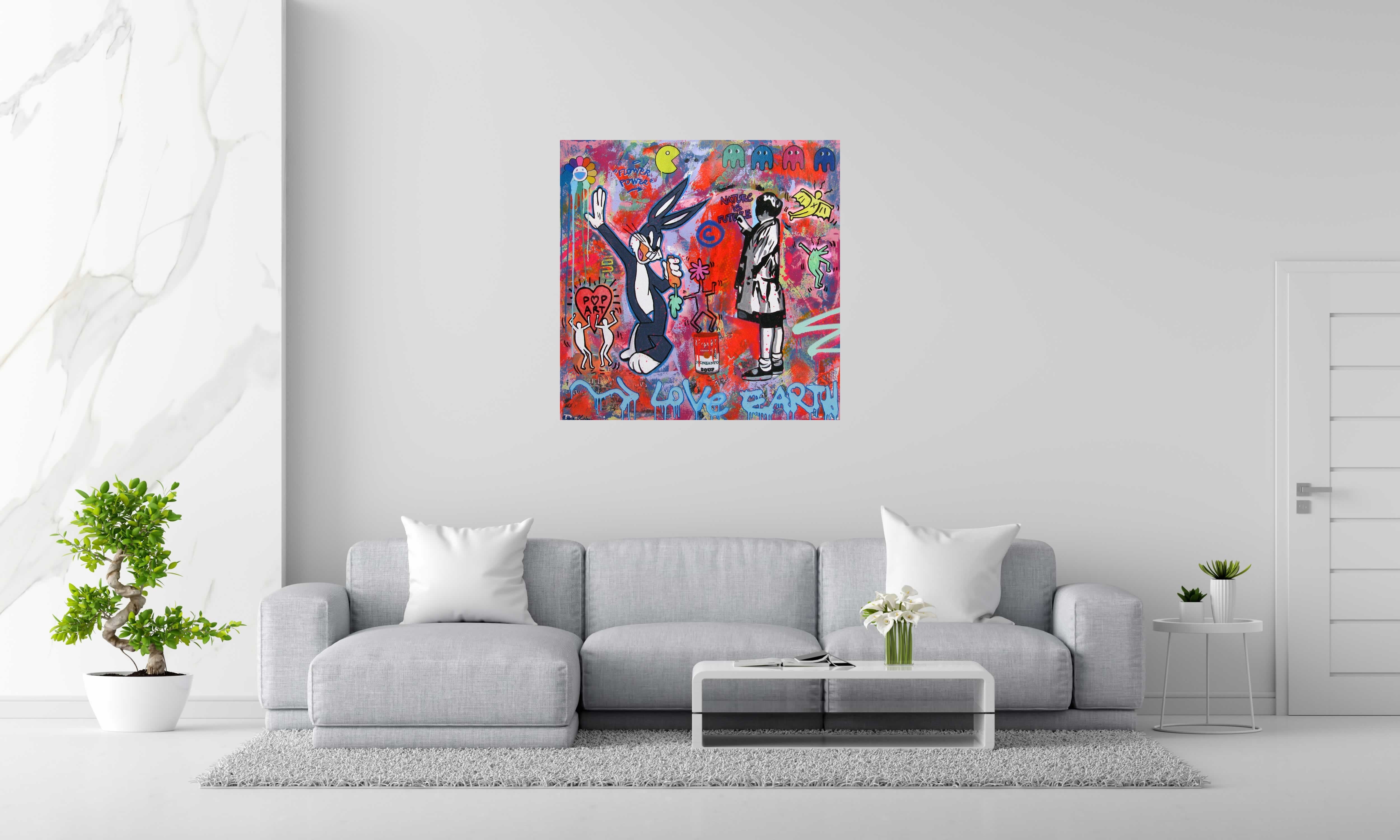 Tableau de SARA CHELOU a pour titre  Nature is Future style street pop art dim : SARA CHELOUprix:1100
