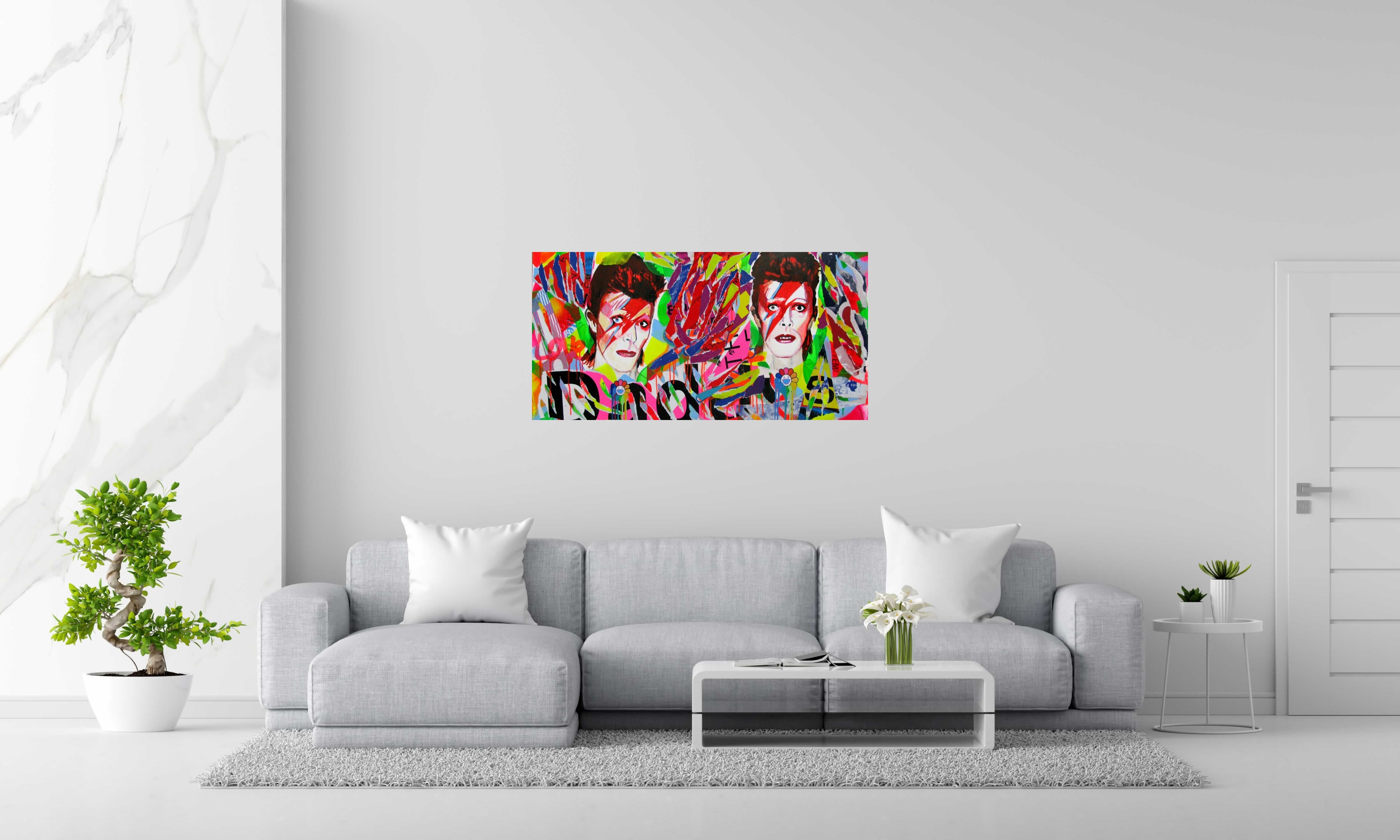 Tableau de SARA CHELOU a pour titre  When Ziggy plays the guitar style street pop art dim : SARA CHELOUprix:950