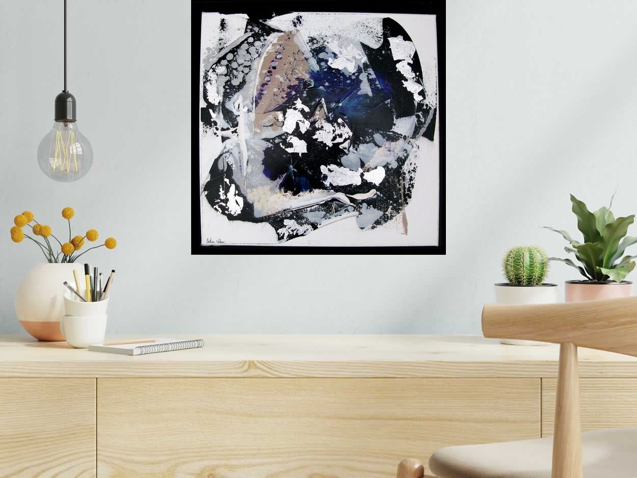 Tableau de CELINE WEBER a pour titre  Fragments 10 - Midnight Blue style abstrait dim : CELINE WEBERprix:320