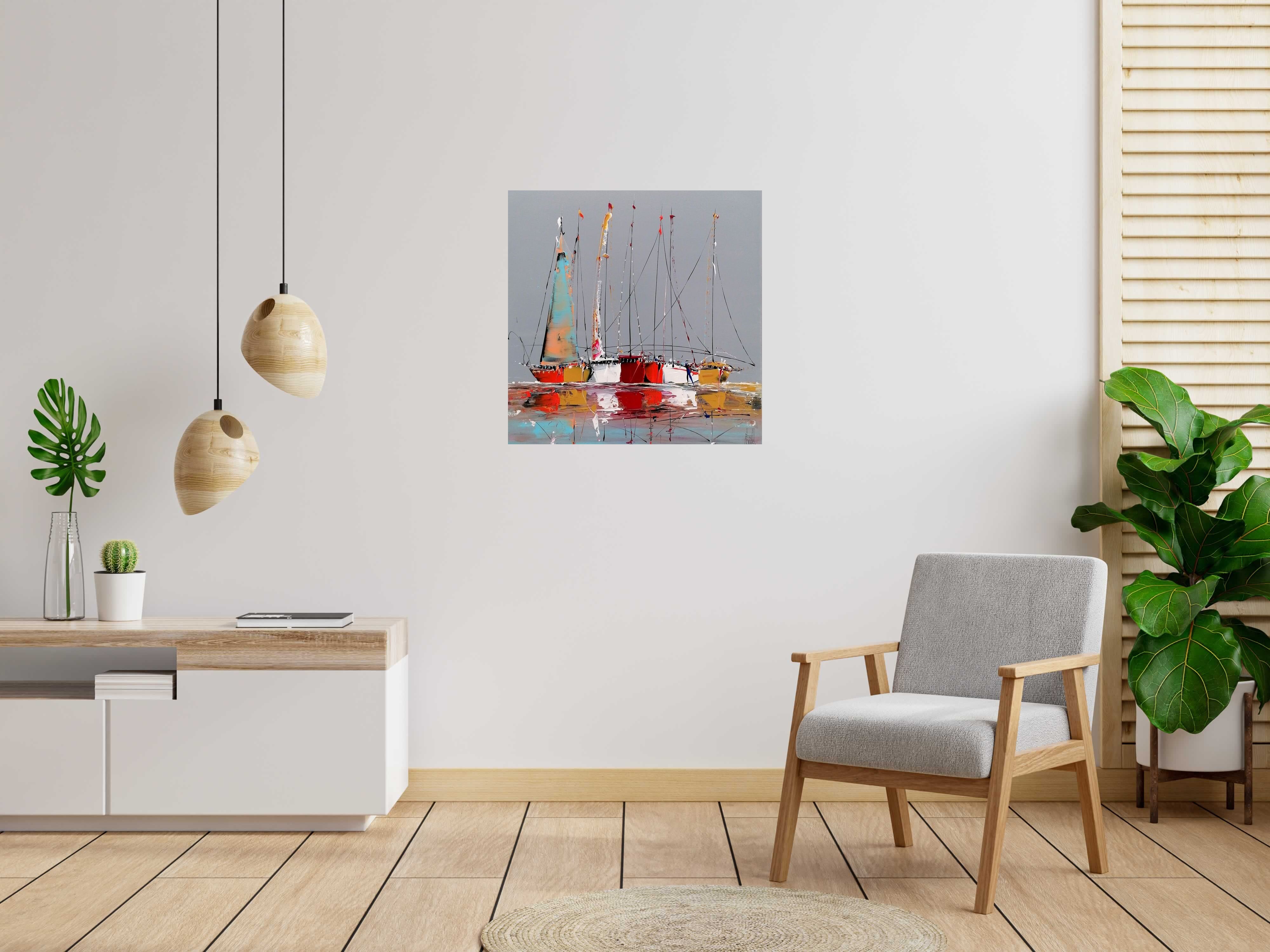 Tableau de F. BOUTET a pour titre  MARINE ABSTRAITE 2025-104 style abstrait dim : F. BOUTETprix:650