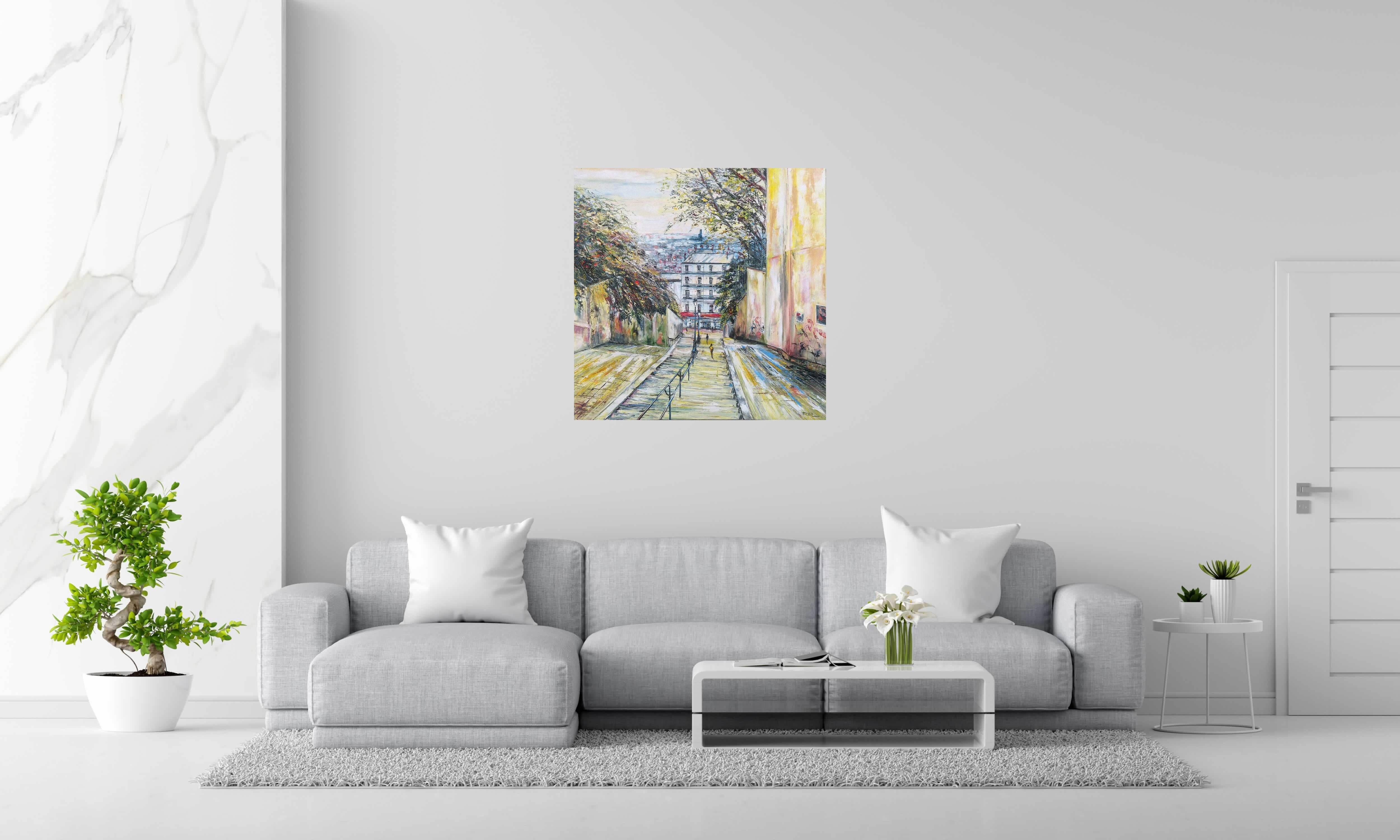 Tableau de PHIL a pour titre  Montmartre, Paris style abstrait dim : PHILprix:700