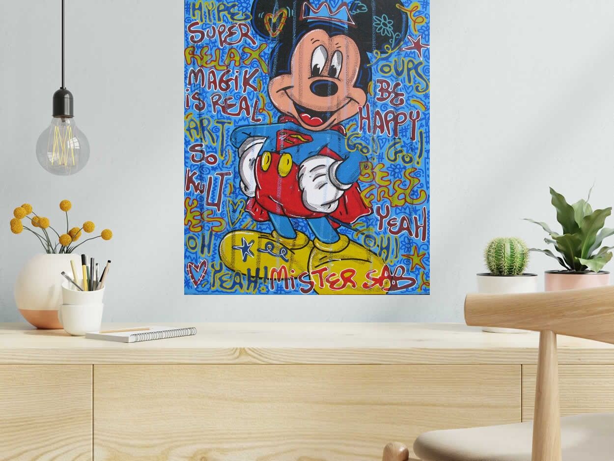 Tableau de RICO SAB a pour titre  Hey super mickey style street pop art, street art dim : RICO SABprix:290
