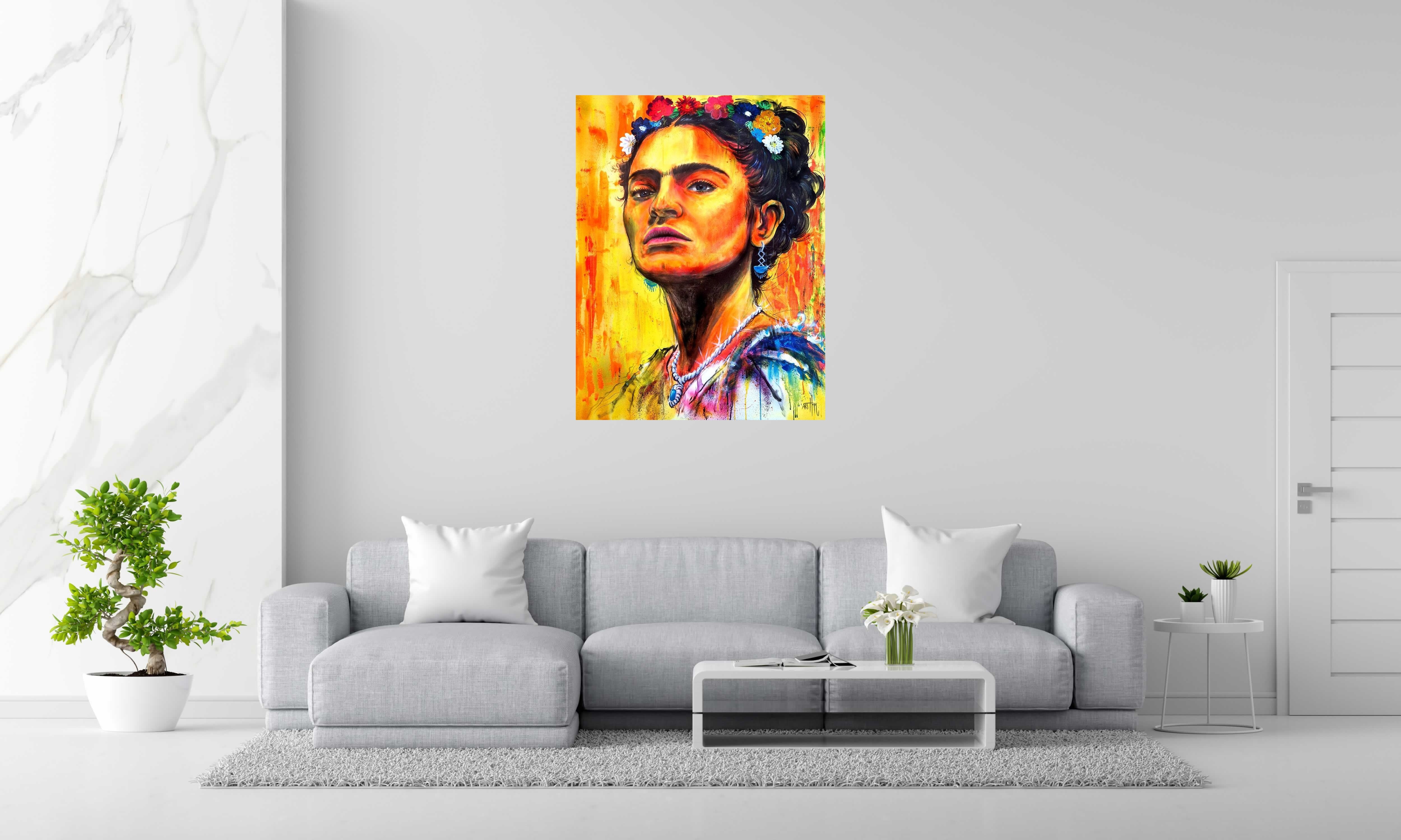 Tableau de ART HM a pour titre  Frida Kahlo style figuratif, graphique dim : ART HMprix:1200