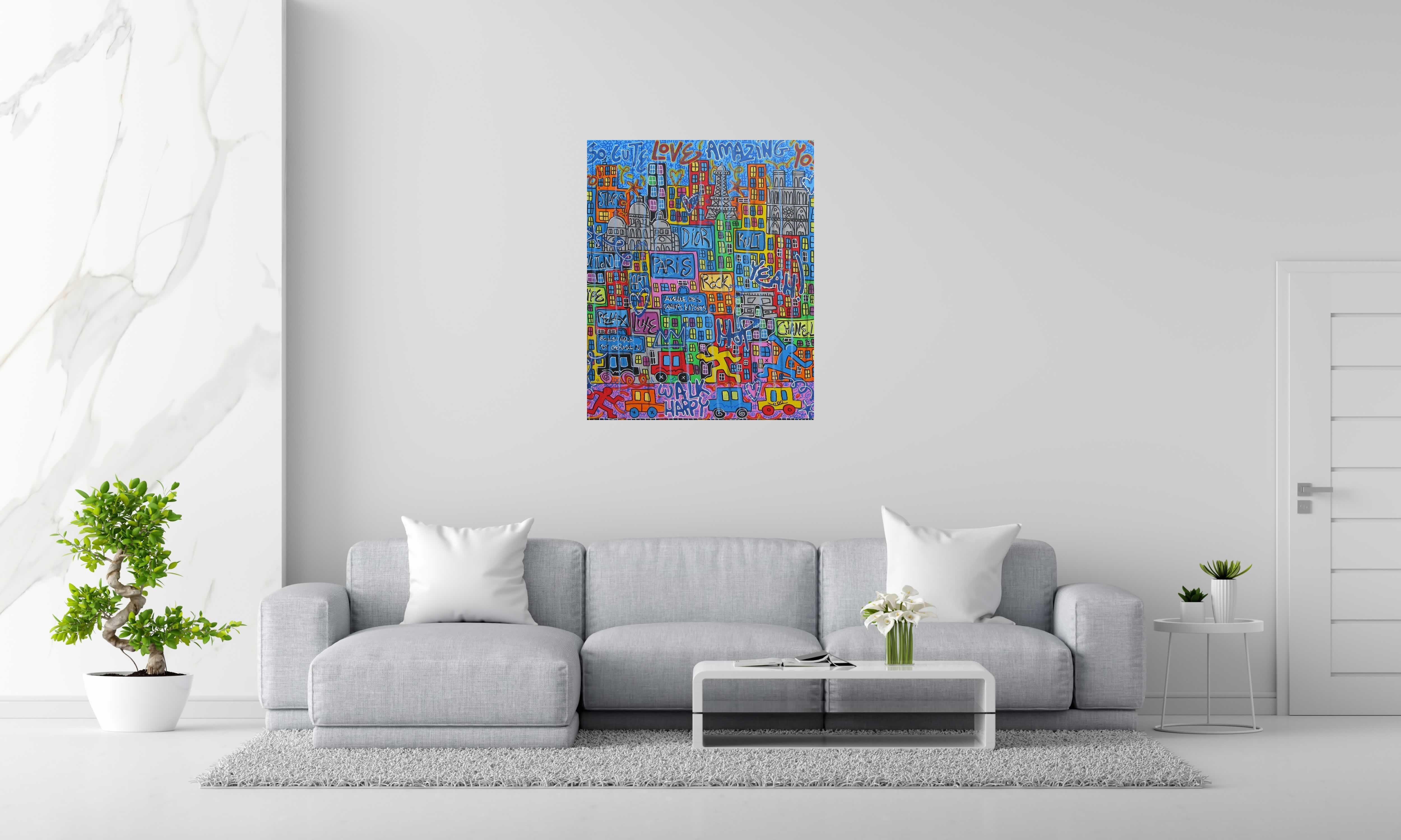 Tableau de RICO SAB a pour titre  Love Paris style street pop art, street art dim : RICO SABprix:800