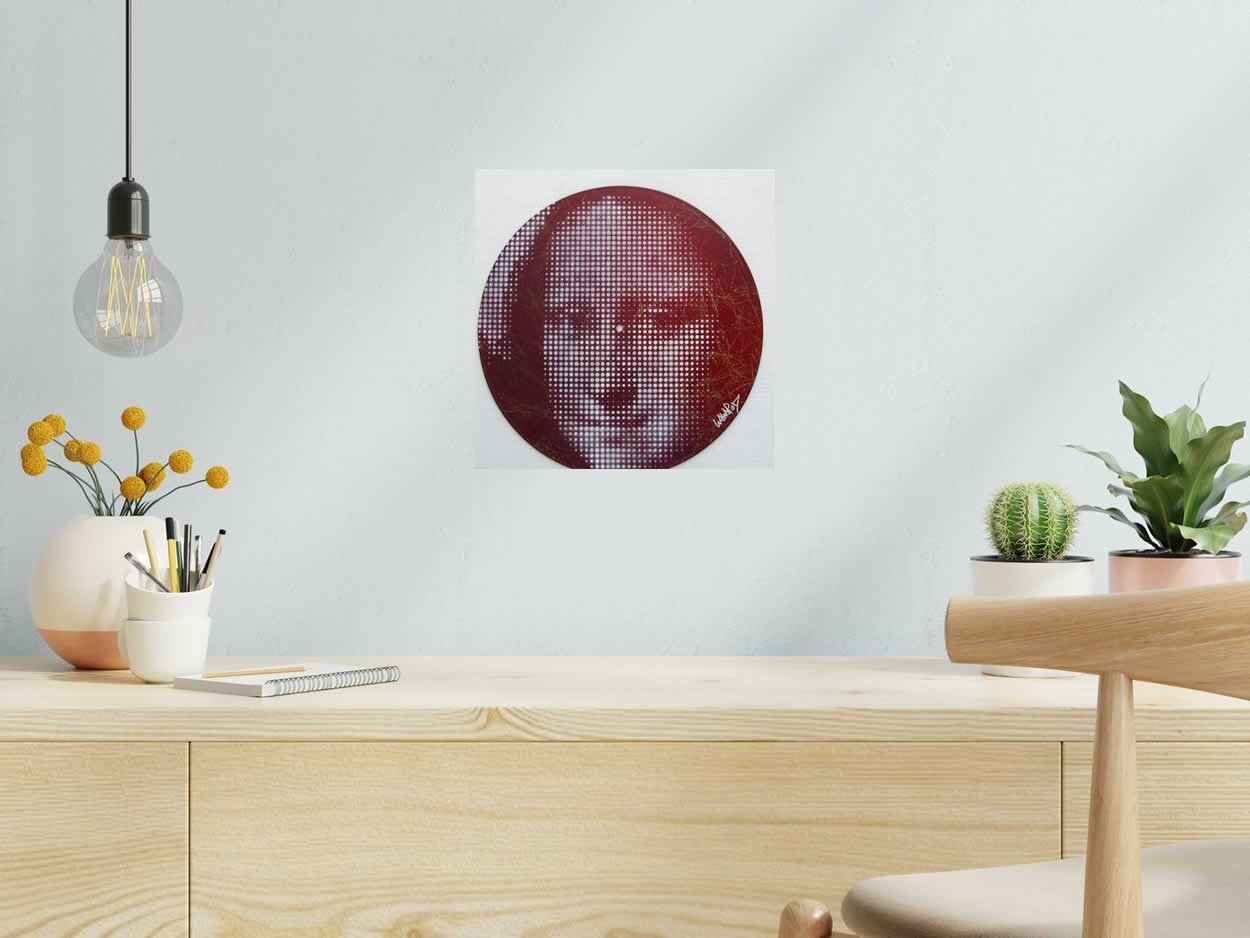 Tableau de WAWAPOD a pour titre  Joconde rouge style street pop art, graphique dim : WAWAPODprix:120