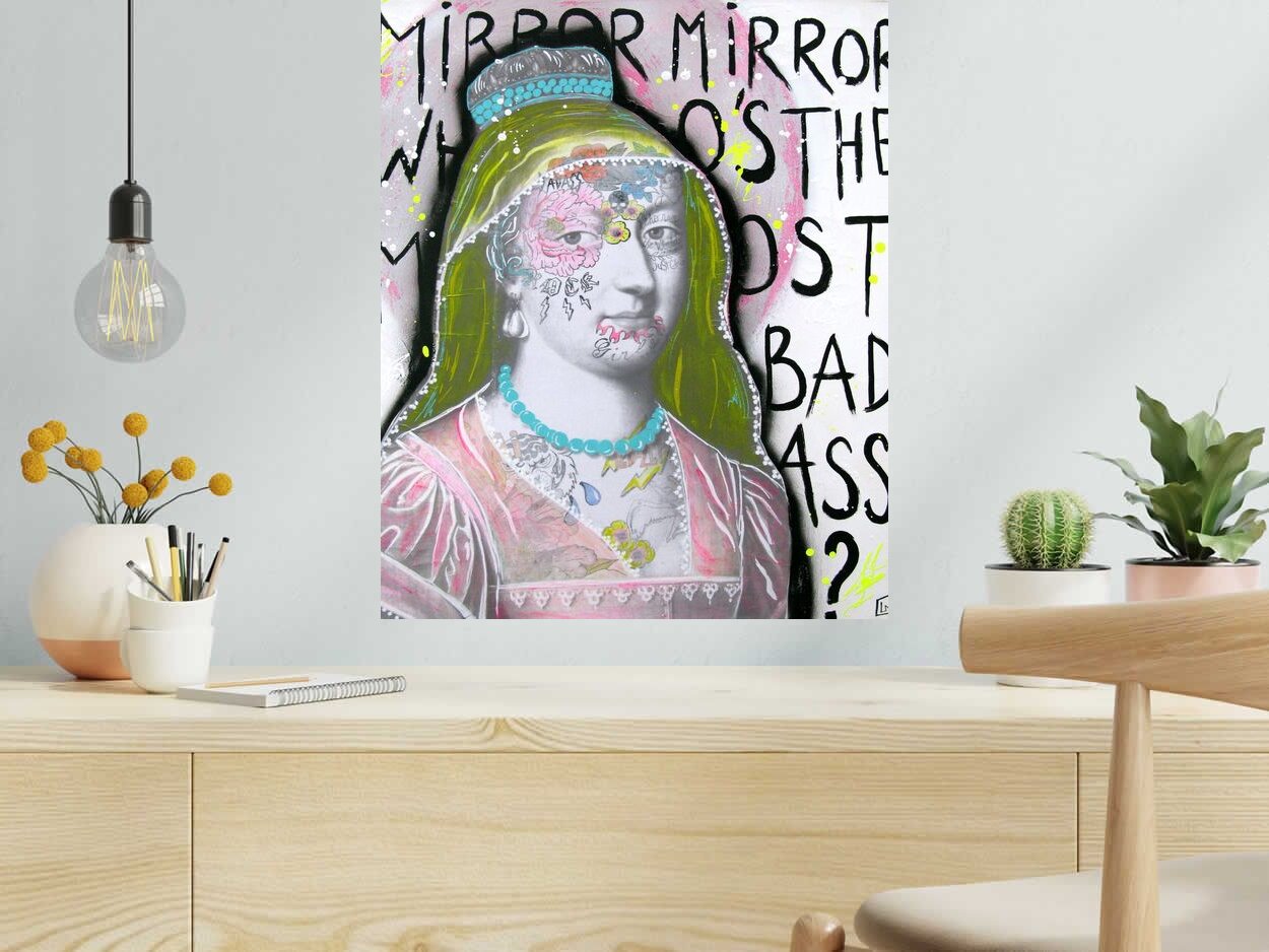 Tableau de LN LE PAPE a pour titre  Mirror Mirror style street pop art dim : LN LE PAPEprix:300