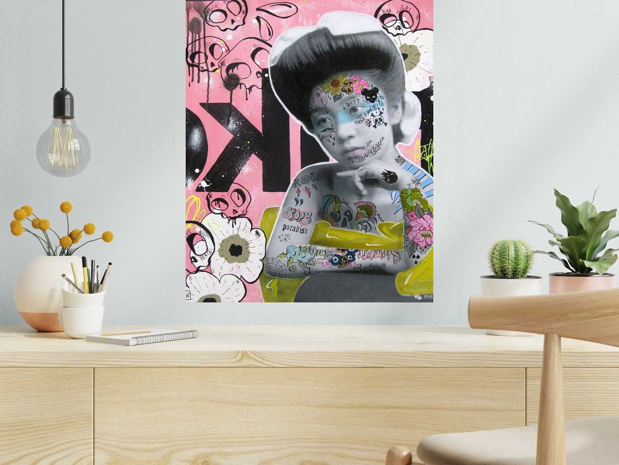 Tableau de LN LE PAPE a pour titre  Hope and paradise style street pop art dim : LN LE PAPEprix:300