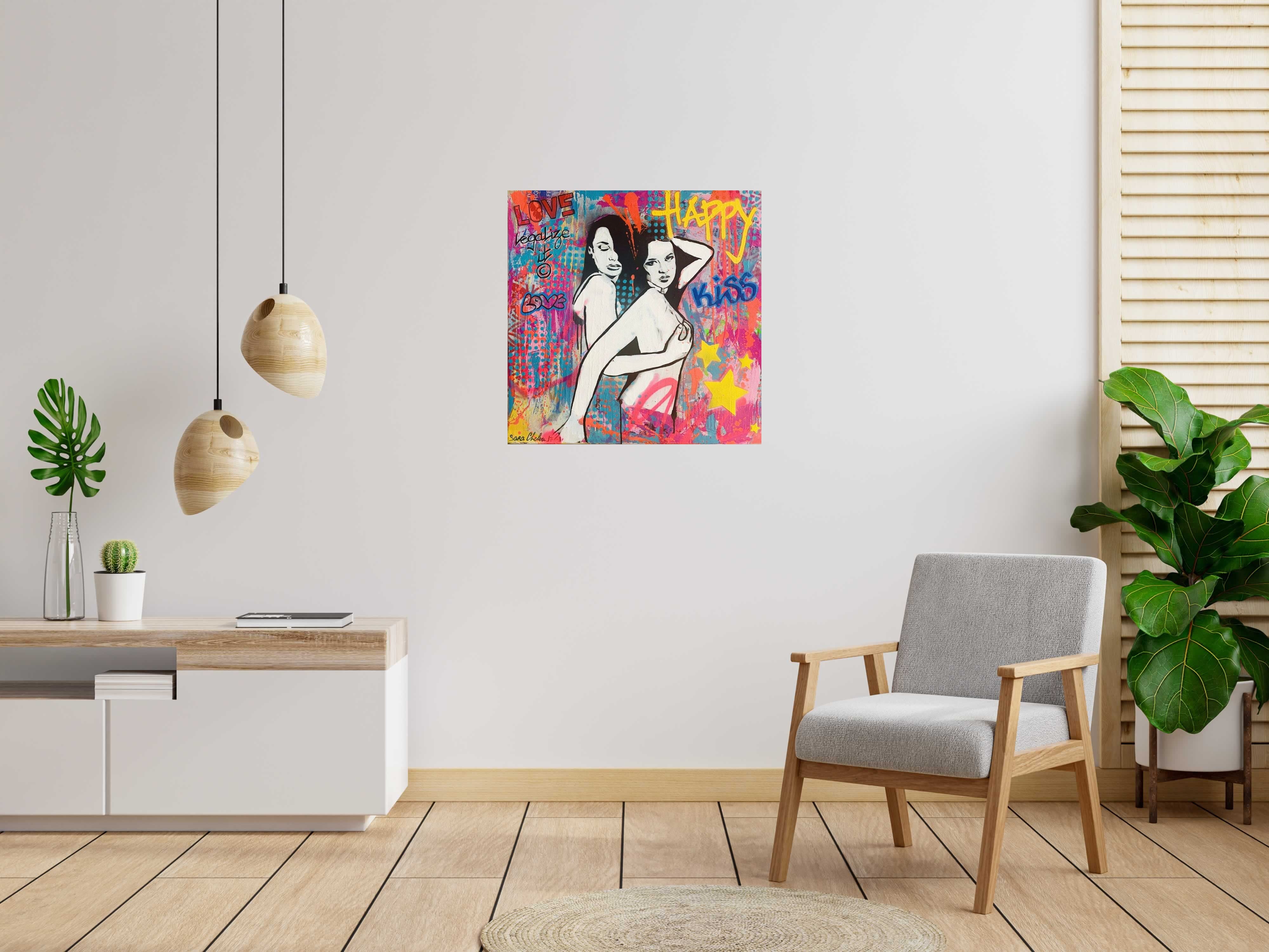 Tableau de SARA CHELOU a pour titre  Love legalize it style street pop art dim : SARA CHELOUprix:750