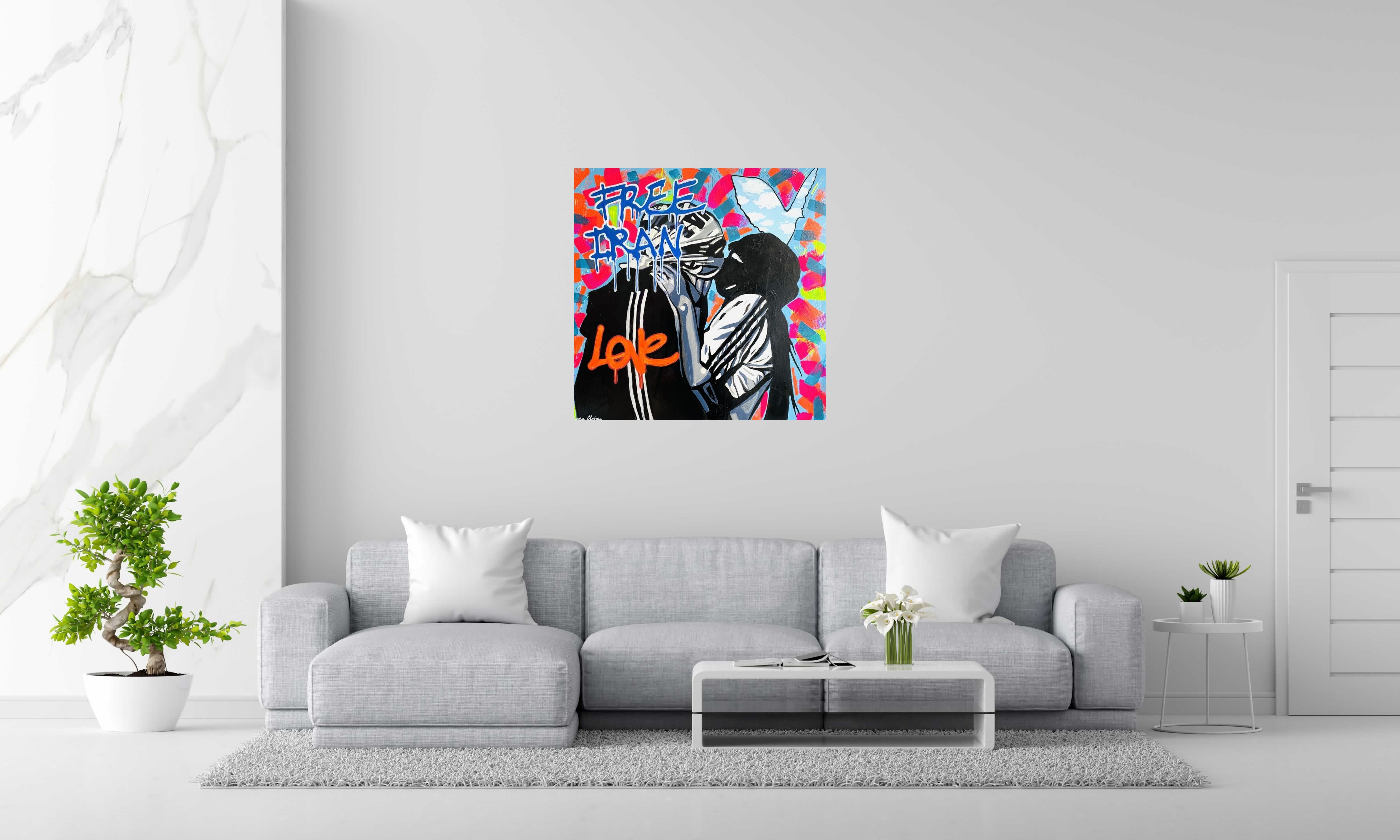 Tableau de SARA CHELOU a pour titre  Free Iran style street pop art dim : SARA CHELOUprix:890