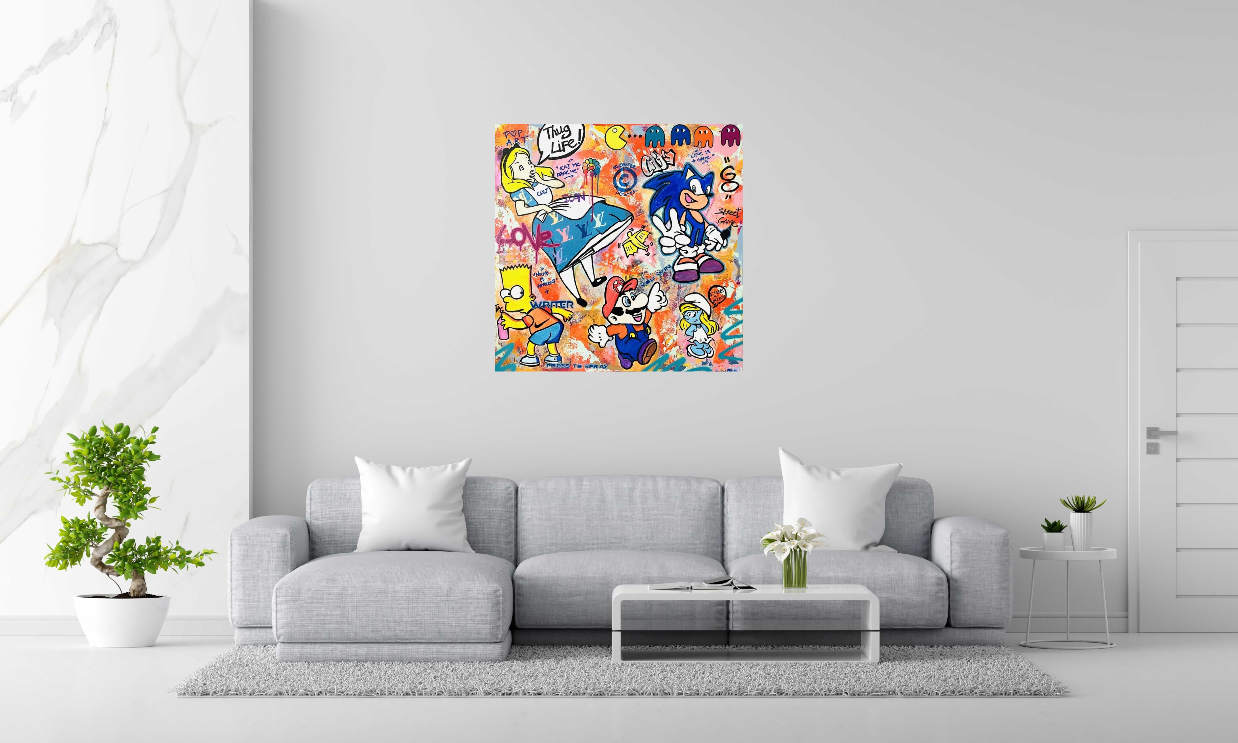 Tableau de SARA CHELOU a pour titre  Thug life style street pop art, street art dim : SARA CHELOUprix:1100