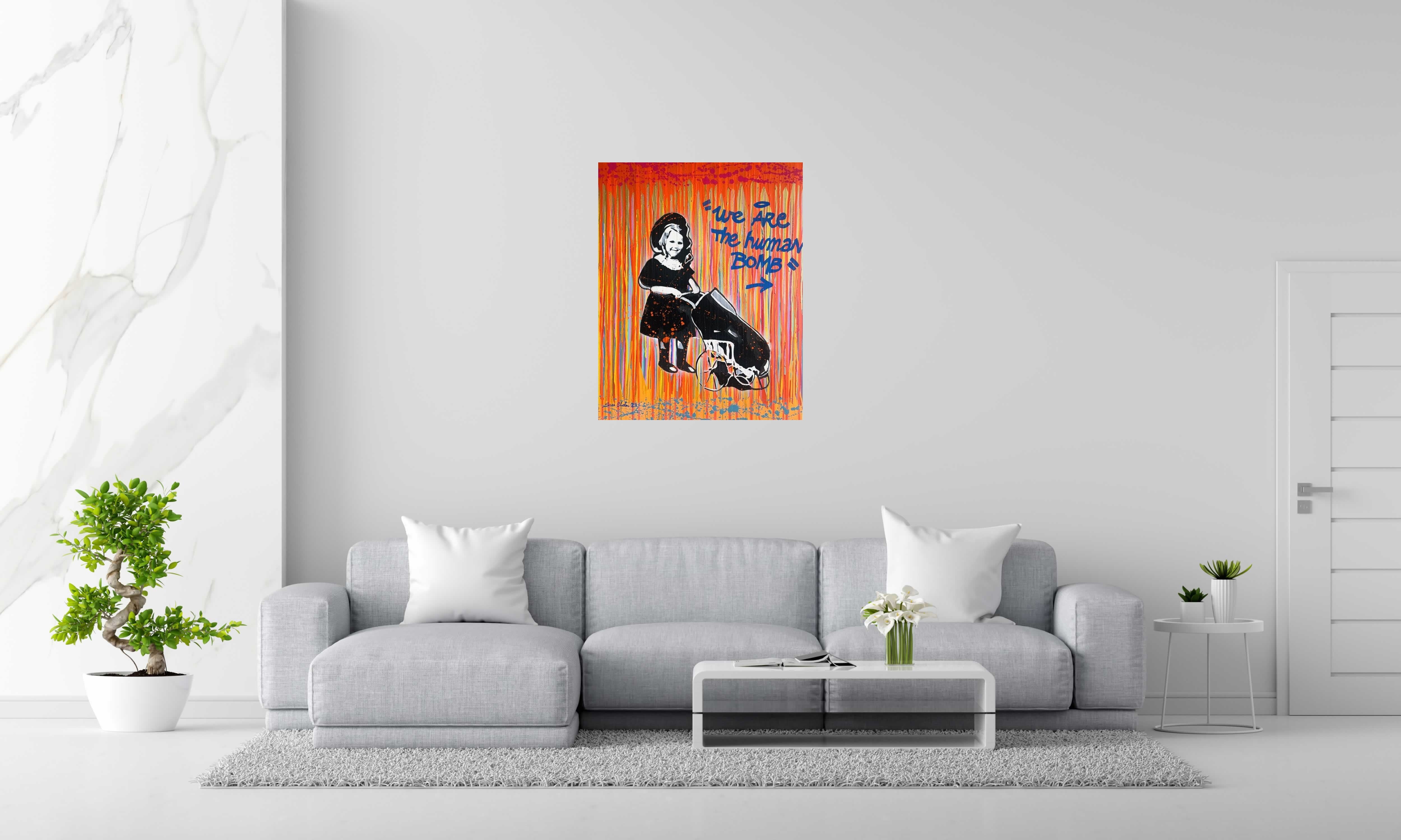 Tableau de SARA CHELOU a pour titre  We are the human bomb style street pop art, street art dim : SARA CHELOUprix:650