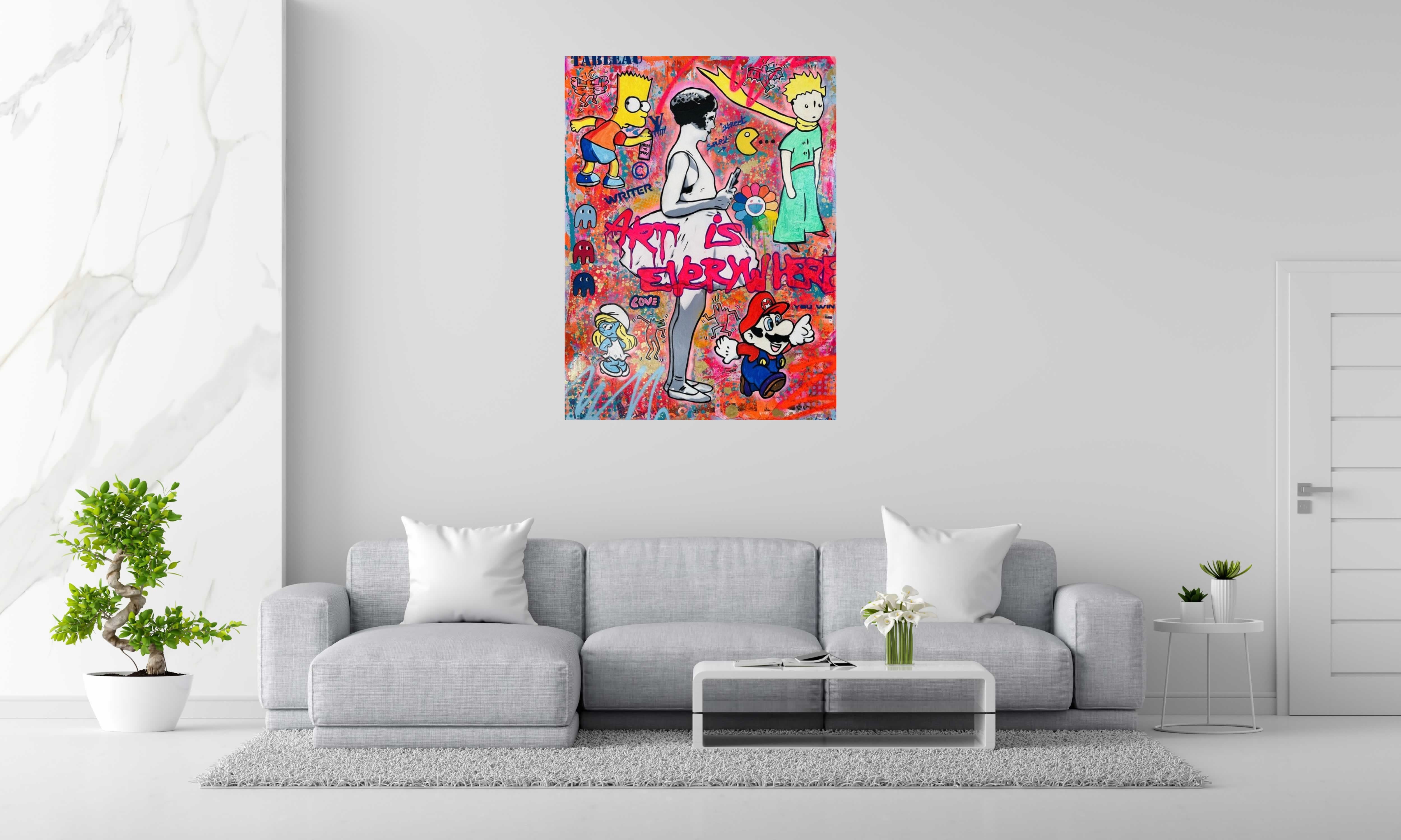 Tableau de SARA CHELOU a pour titre  Art is everywhere style street pop art, street art dim : SARA CHELOUprix:1300