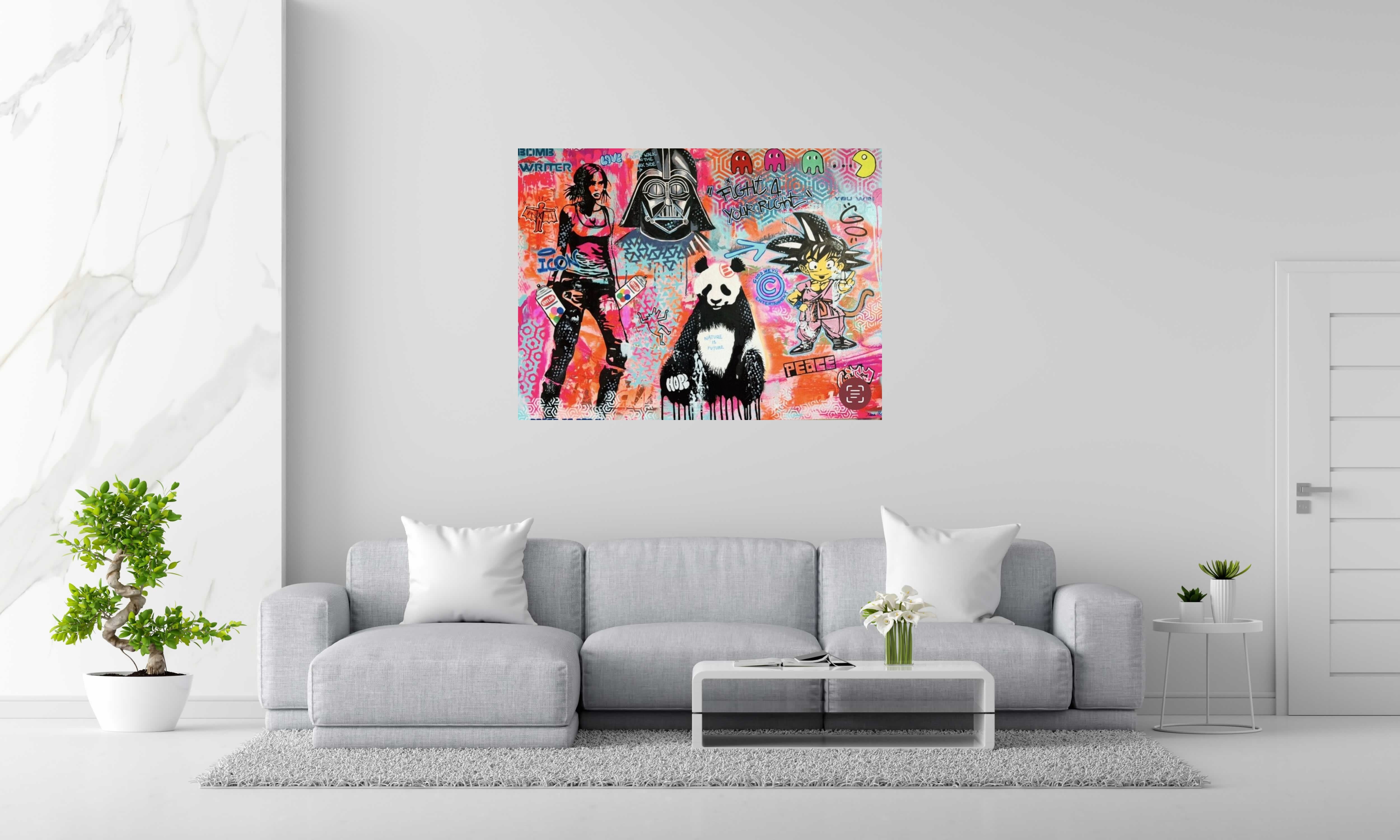 Tableau de SARA CHELOU a pour titre  Fight 4 the power style street pop art, street art dim : SARA CHELOUprix:1300