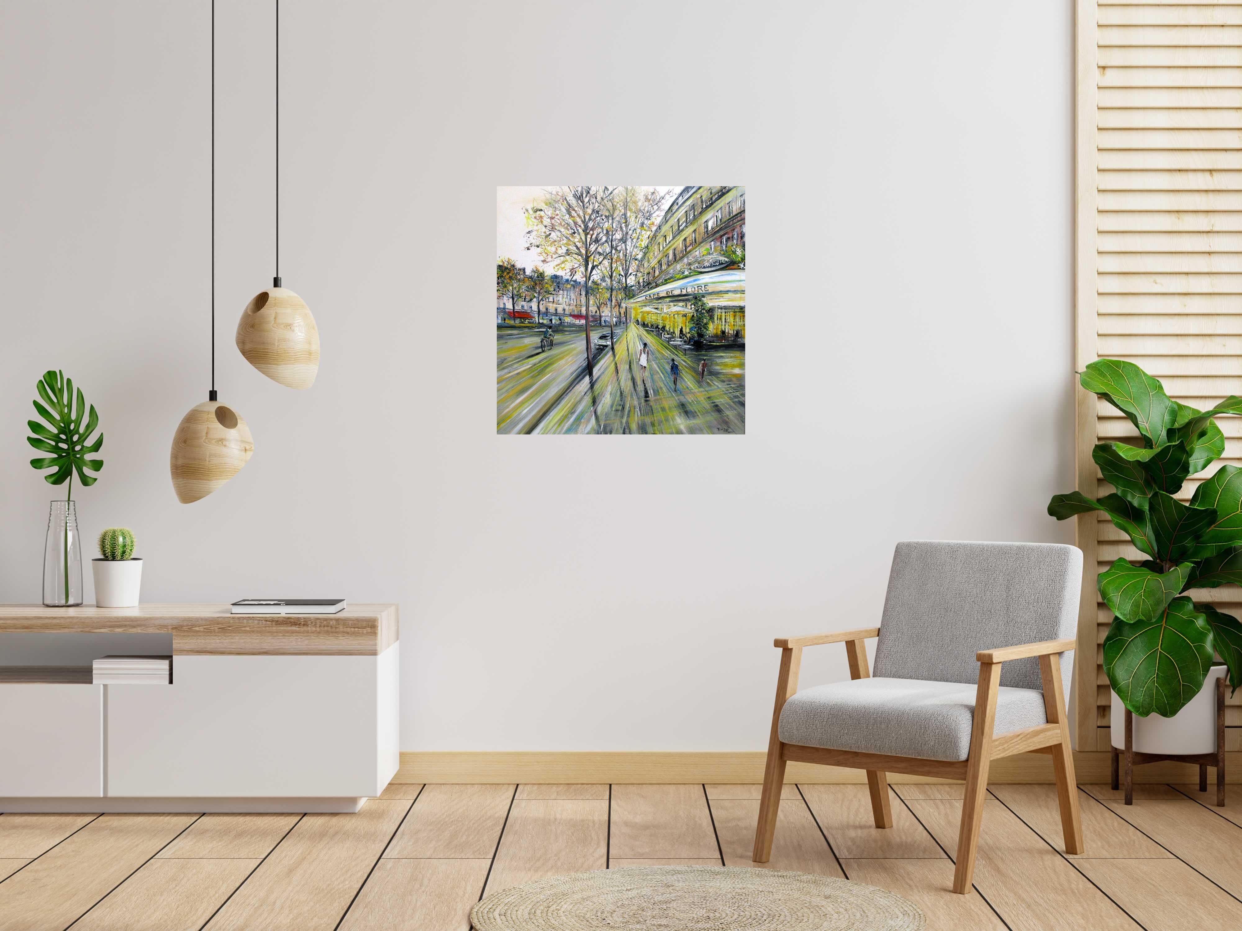 Tableau de PHIL a pour titre  Le cafe de flore style figuratif dim : PHILprix:550