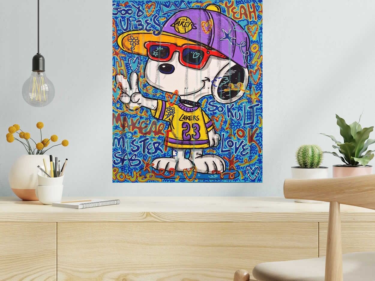 Tableau de RICO SAB a pour titre  Good vibes Snoopy style street pop art, street art dim : RICO SABprix:290