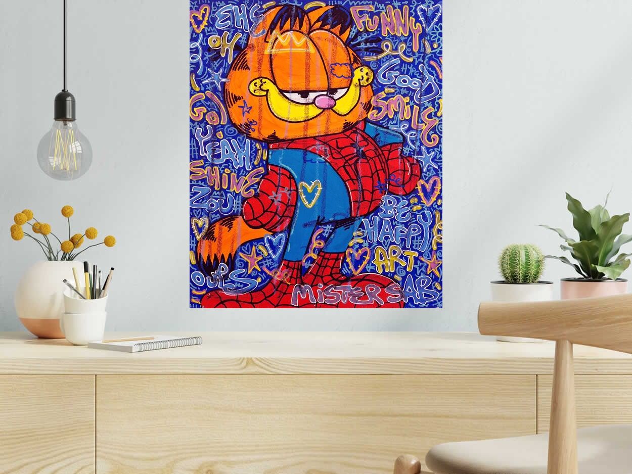 Tableau de RICO SAB a pour titre  Spider Garfield style street pop art, street art dim : RICO SABprix:290