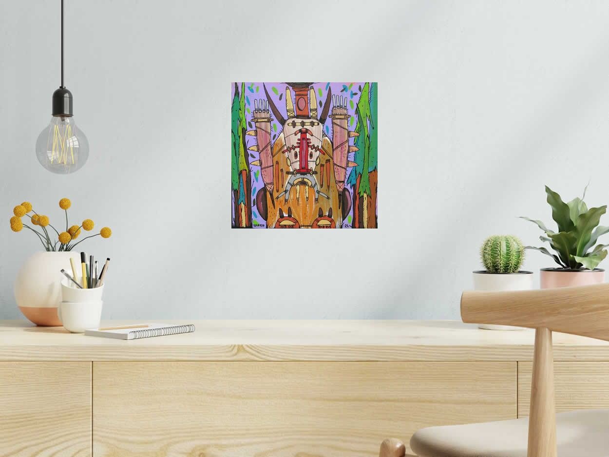 Tableau de TAREK a pour titre  Totem Violet style street art dim : TAREKprix:350