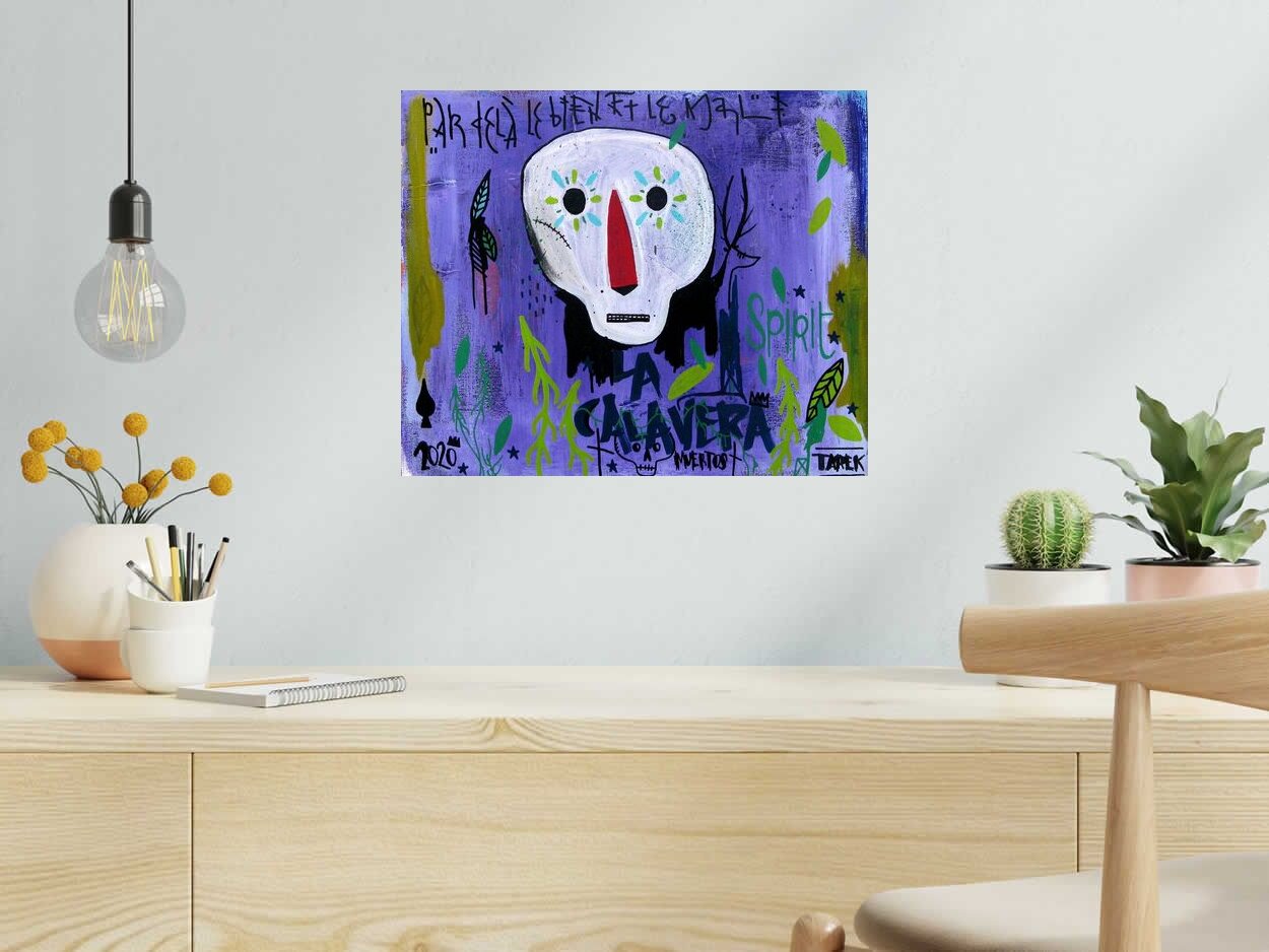 Tableau de TAREK a pour titre  La Calavera style street art dim : TAREKprix:500