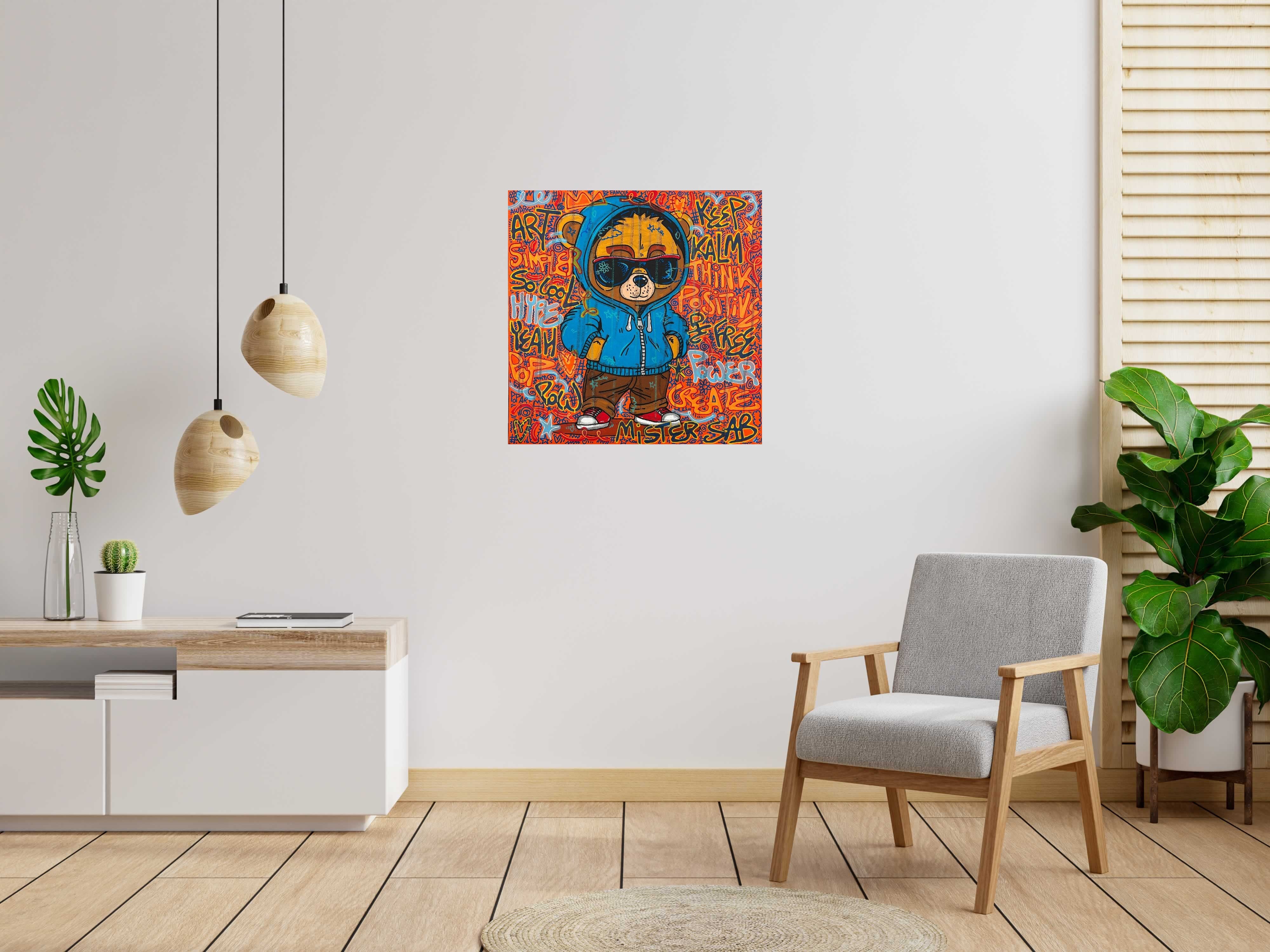 Tableau de RICO SAB a pour titre  Think positive style street pop art, street art dim : RICO SABprix:600