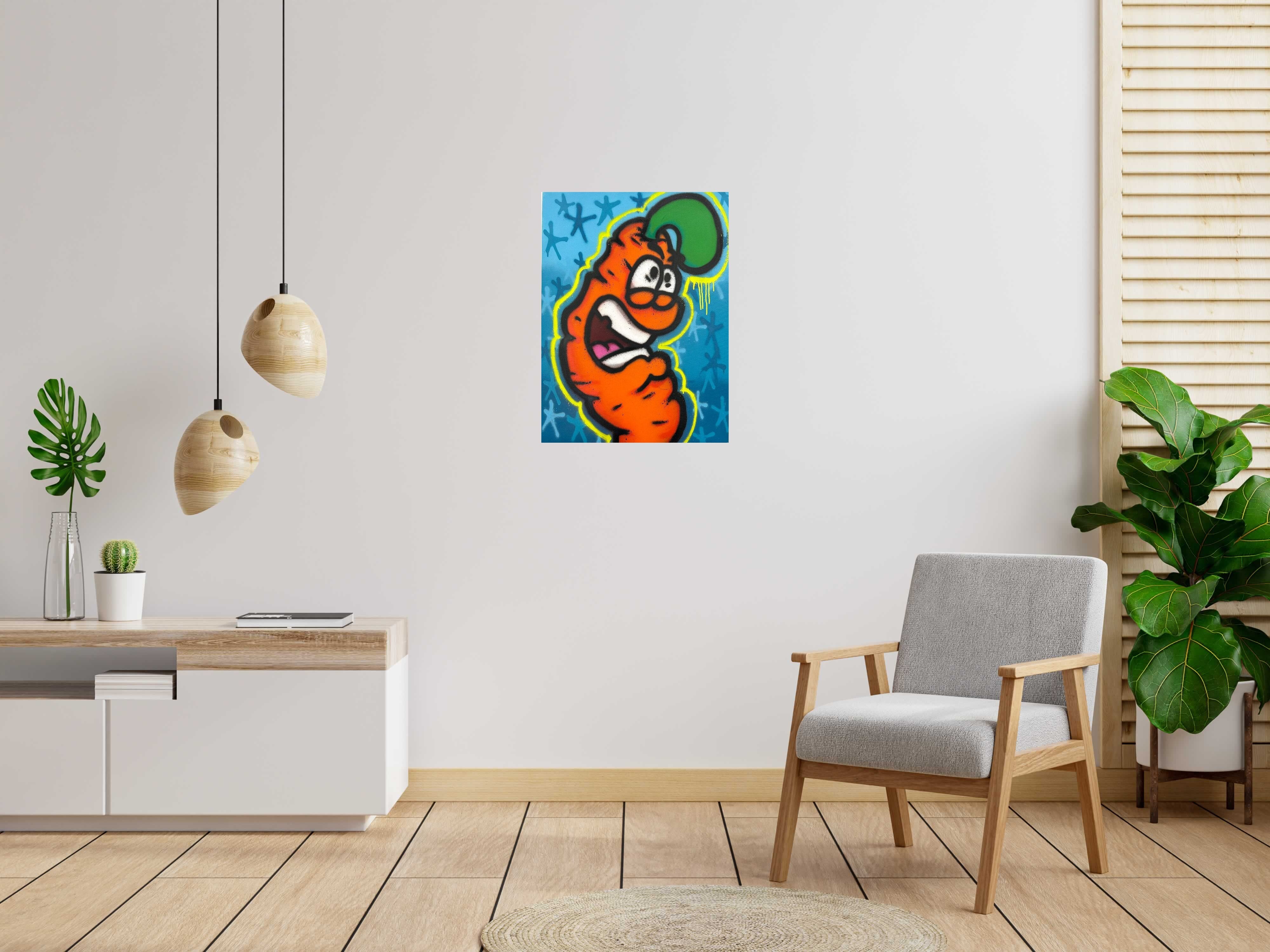 Tableau de Carotte a pour titre  Blue star style graffiti, street art dim : Carotteprix:450