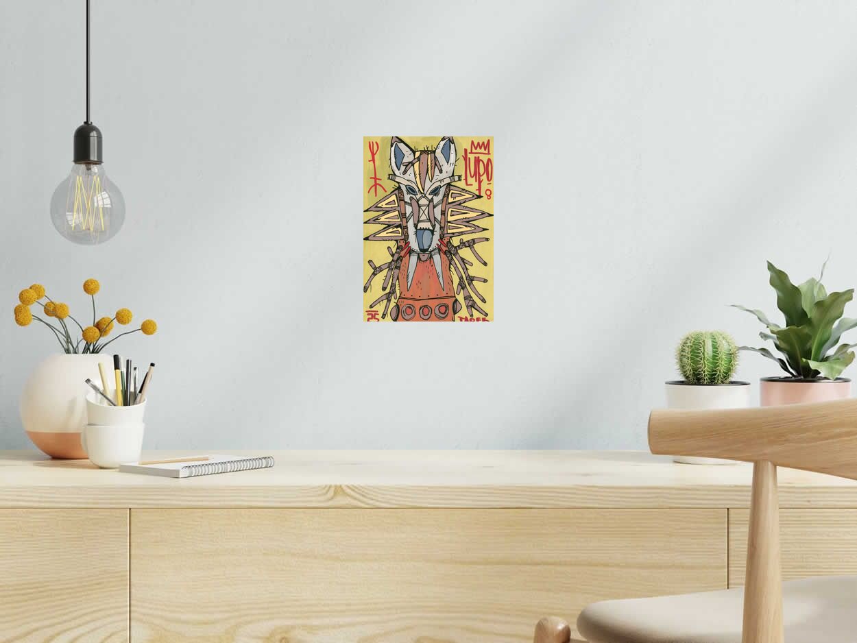 Tableau de TAREK a pour titre  Lupo style street pop art, graphique dim : TAREKprix:220