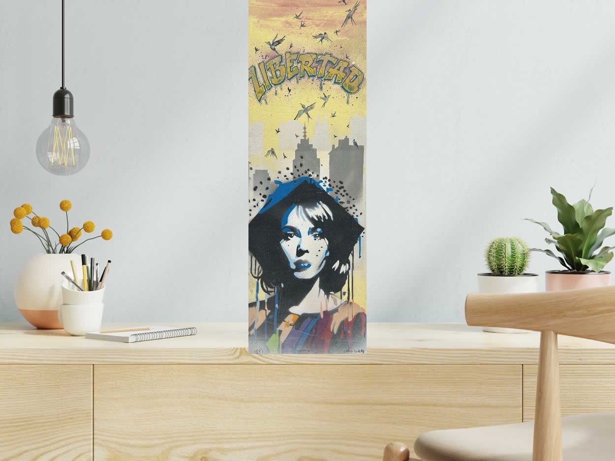 Tableau de Craig & Emer a pour titre  Libertad style graffiti, street art dim : Craig & Emerprix:250