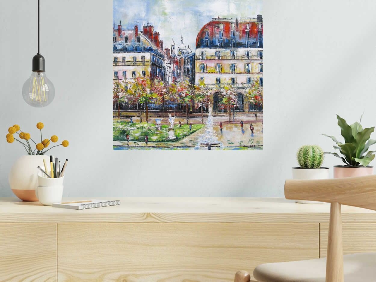 Tableau de PHIL a pour titre  Vue sur Montmartre, Paris style figuratif dim : PHILprix:300