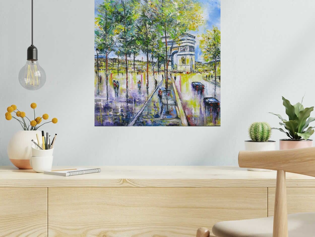 Tableau de PHIL a pour titre  L'Etoile, Paris style figuratif dim : PHILprix:300