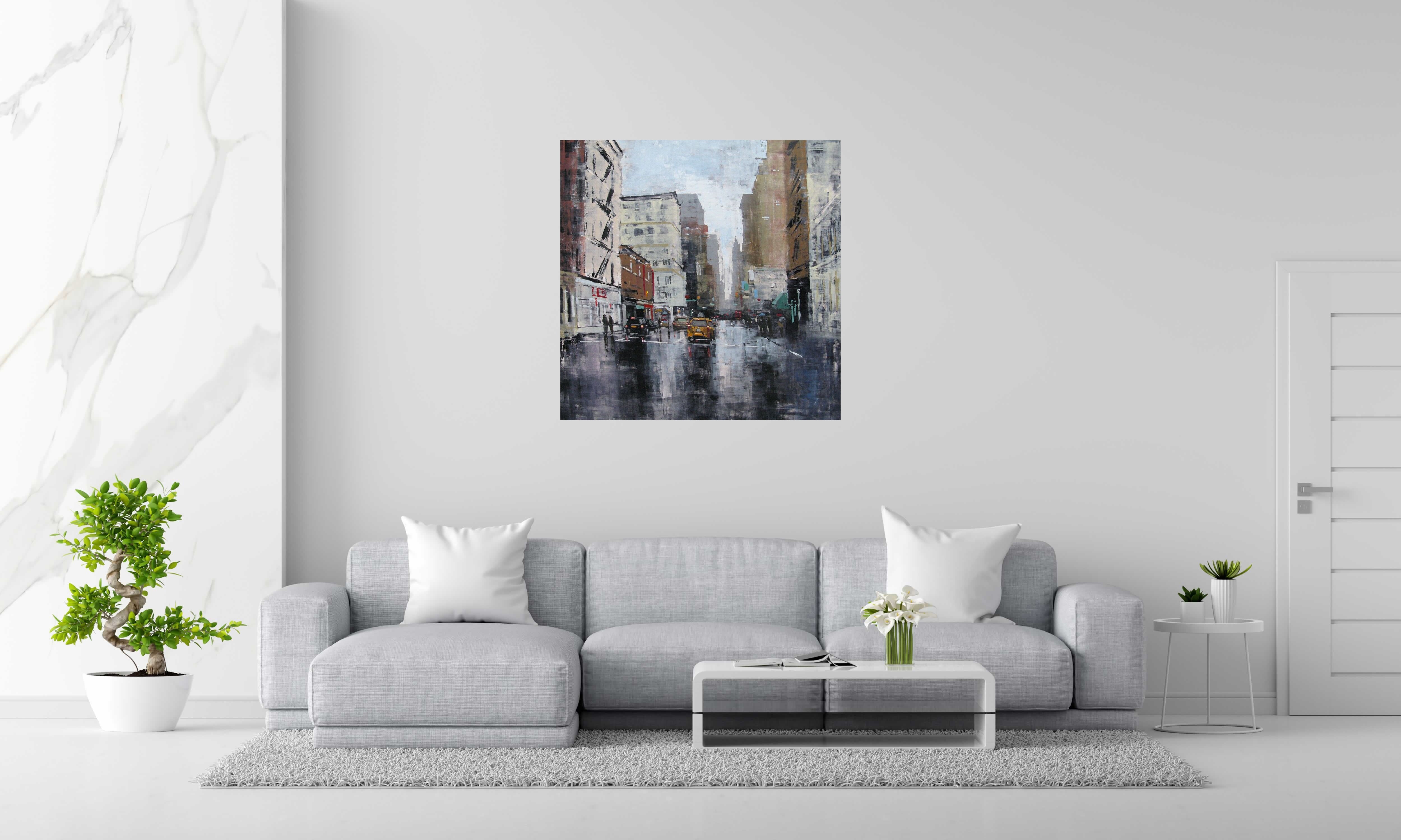 Tableau de ADRIEN FAVEAU a pour titre  Manhattan Sunny Rain style figuratif, graphique dim : ADRIEN FAVEAUprix:2500