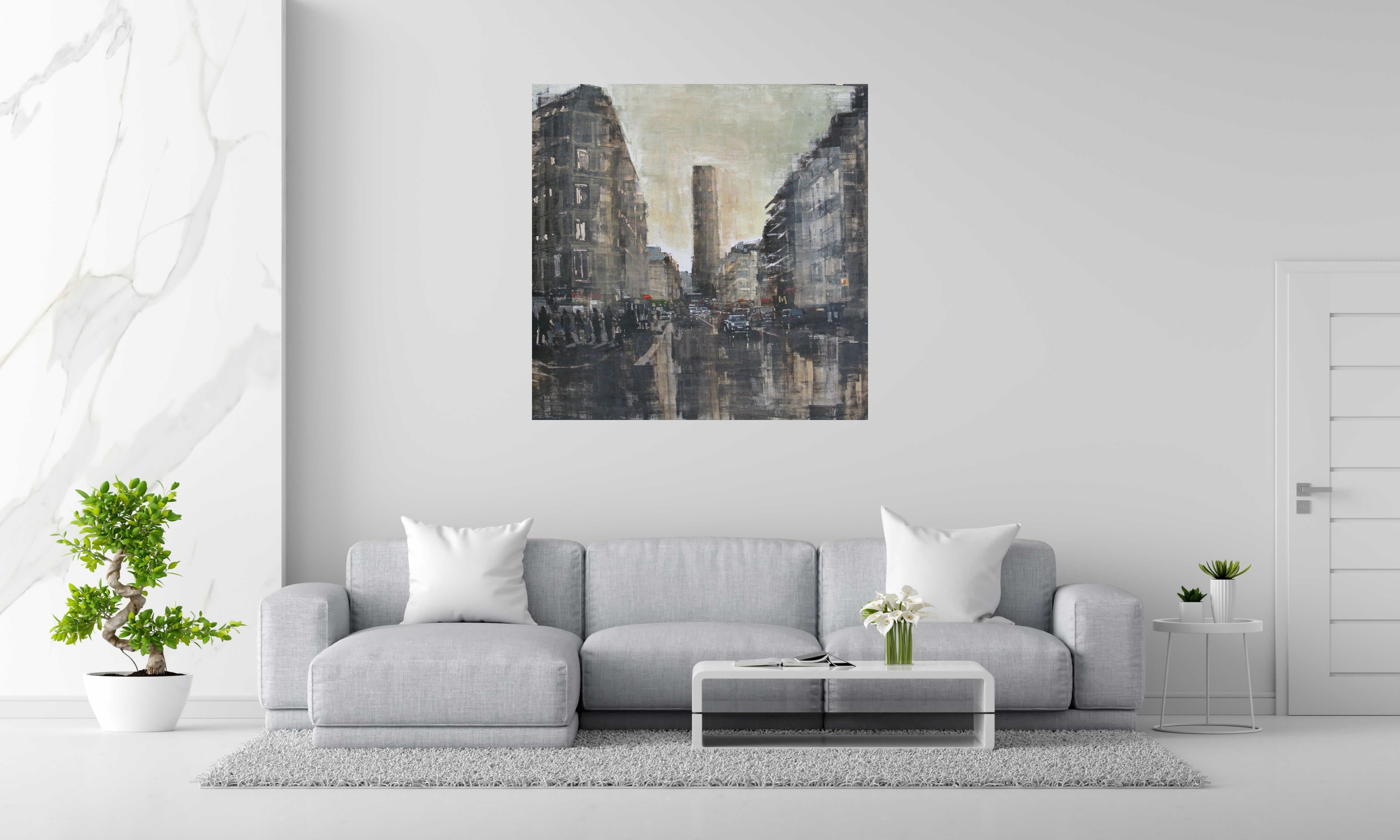 Tableau de ADRIEN FAVEAU a pour titre  Rue de Rennes style figuratif, graphique dim : ADRIEN FAVEAUprix:3200