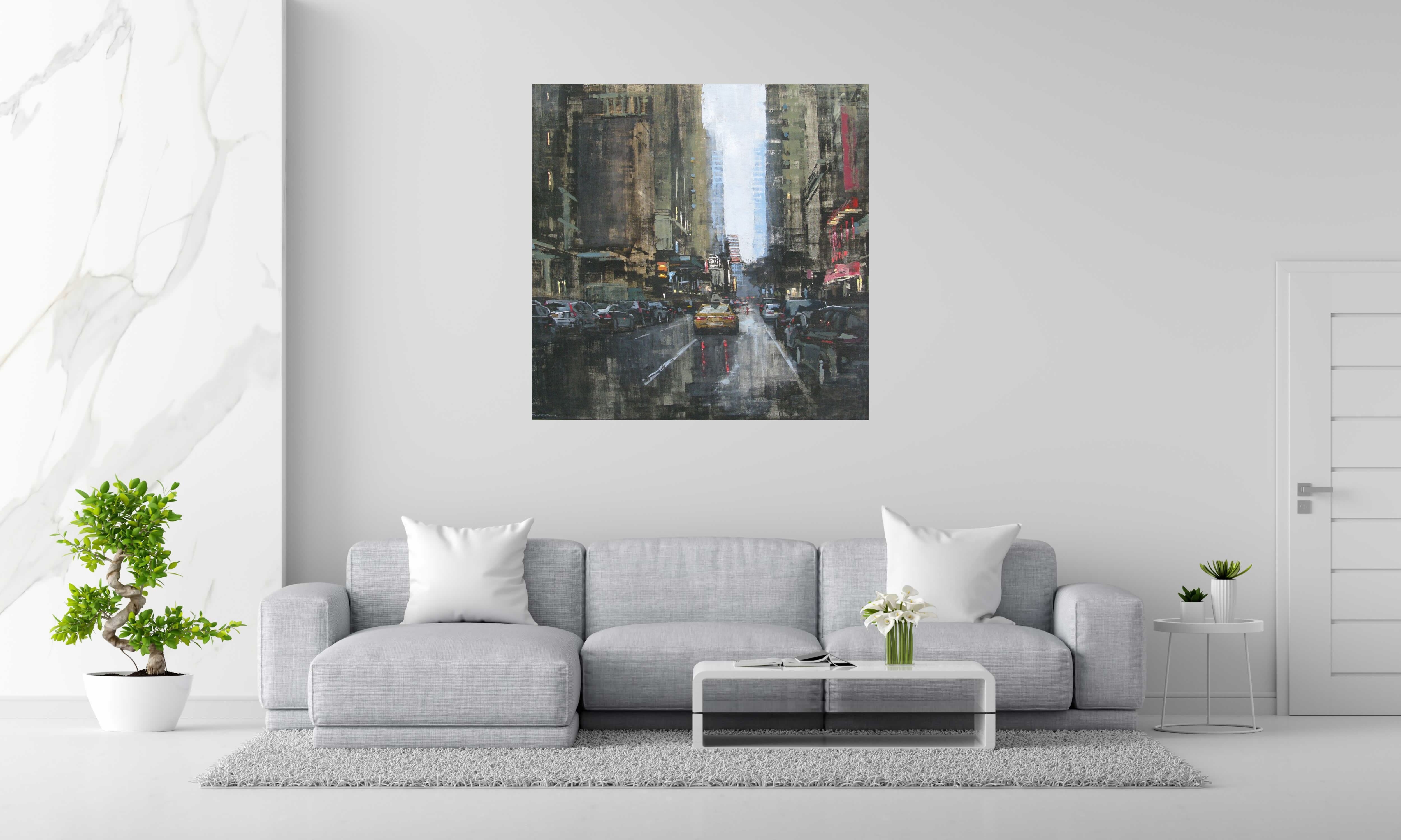 Tableau de ADRIEN FAVEAU a pour titre  Manhattan Rain style figuratif, graphique dim : ADRIEN FAVEAUprix:3200