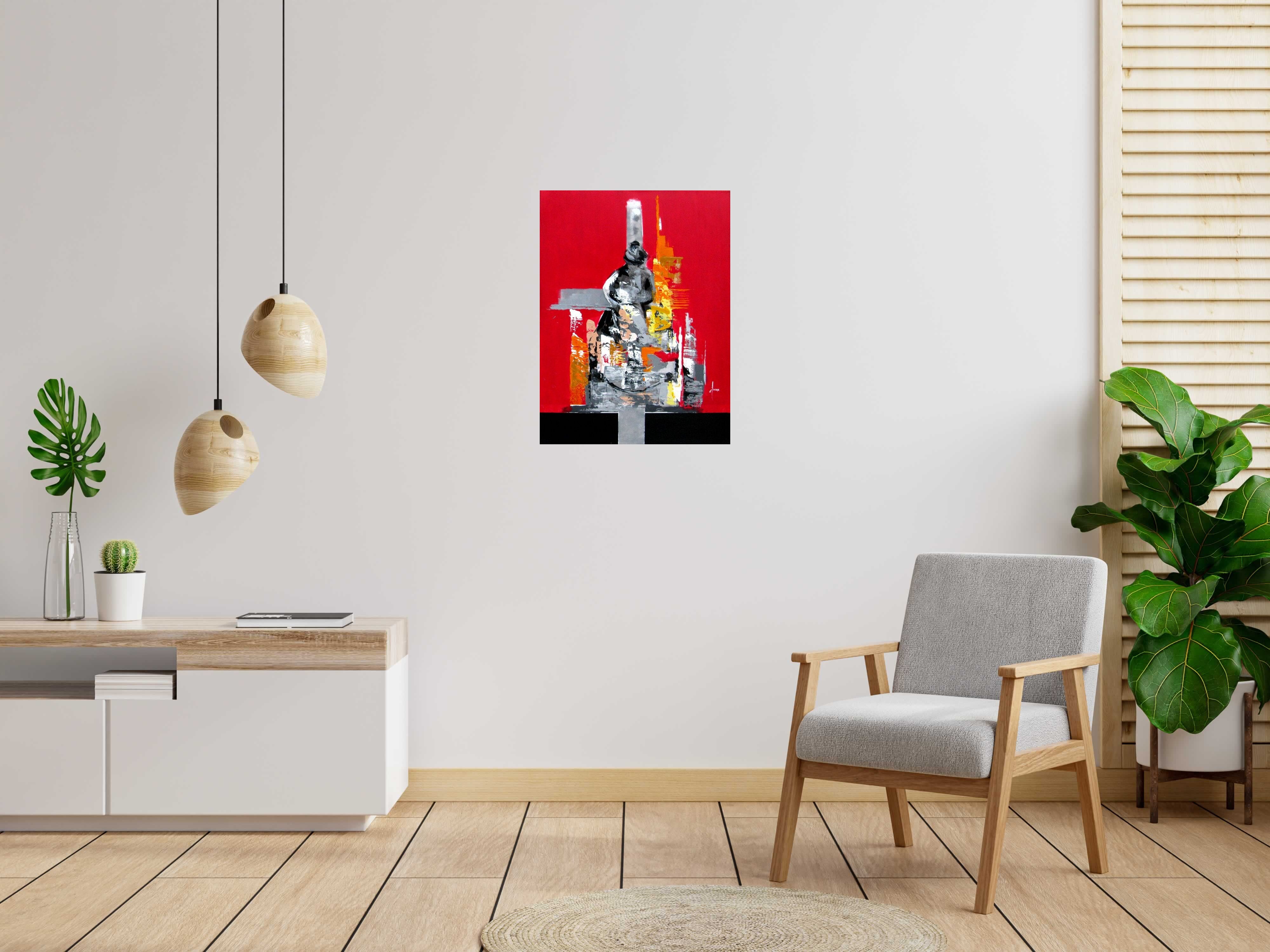 Tableau de FARID AMRAR a pour titre  Le Repenti style abstrait dim : FARID AMRARprix:380