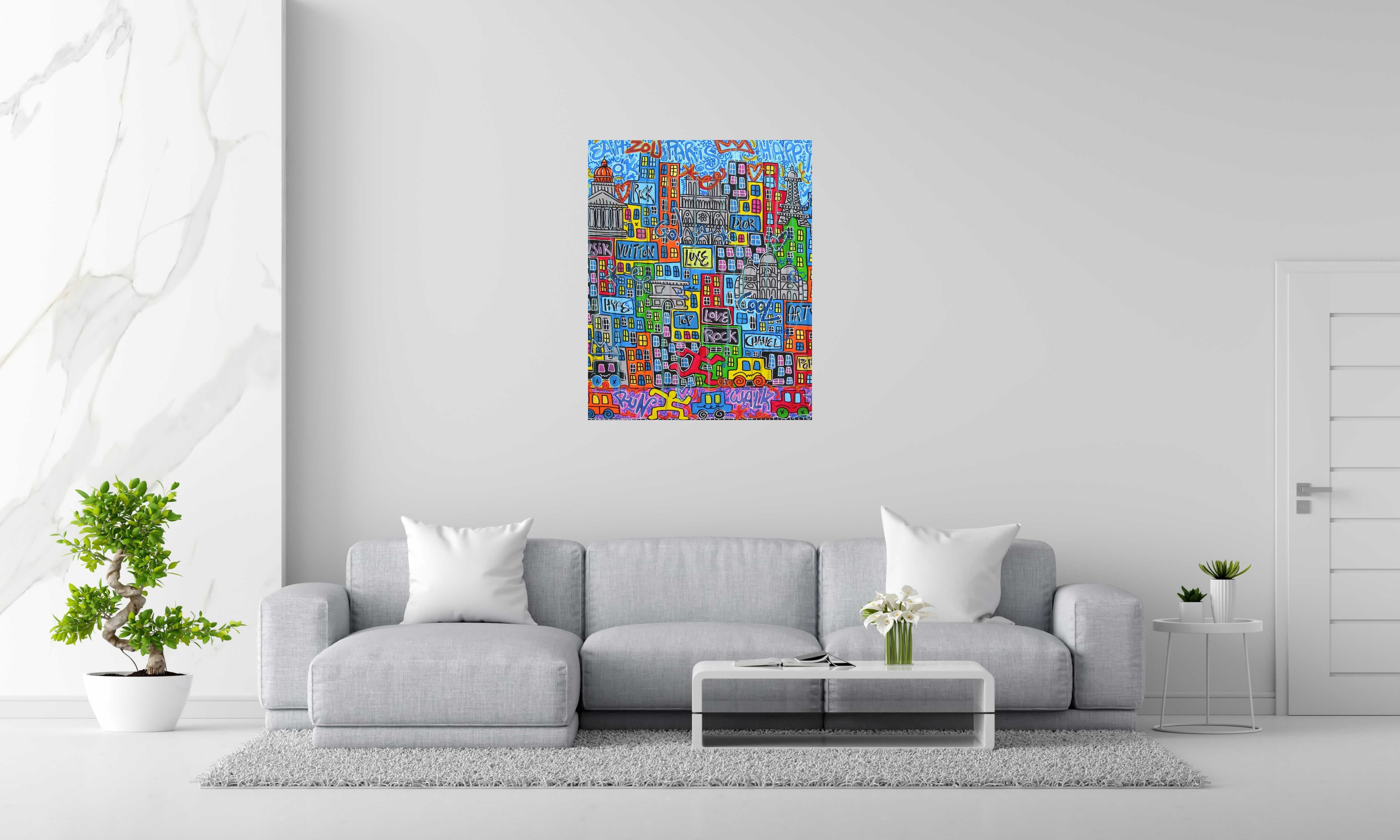 Tableau de RICO SAB a pour titre  Yeah Paris style street pop art, street art dim : RICO SABprix:800
