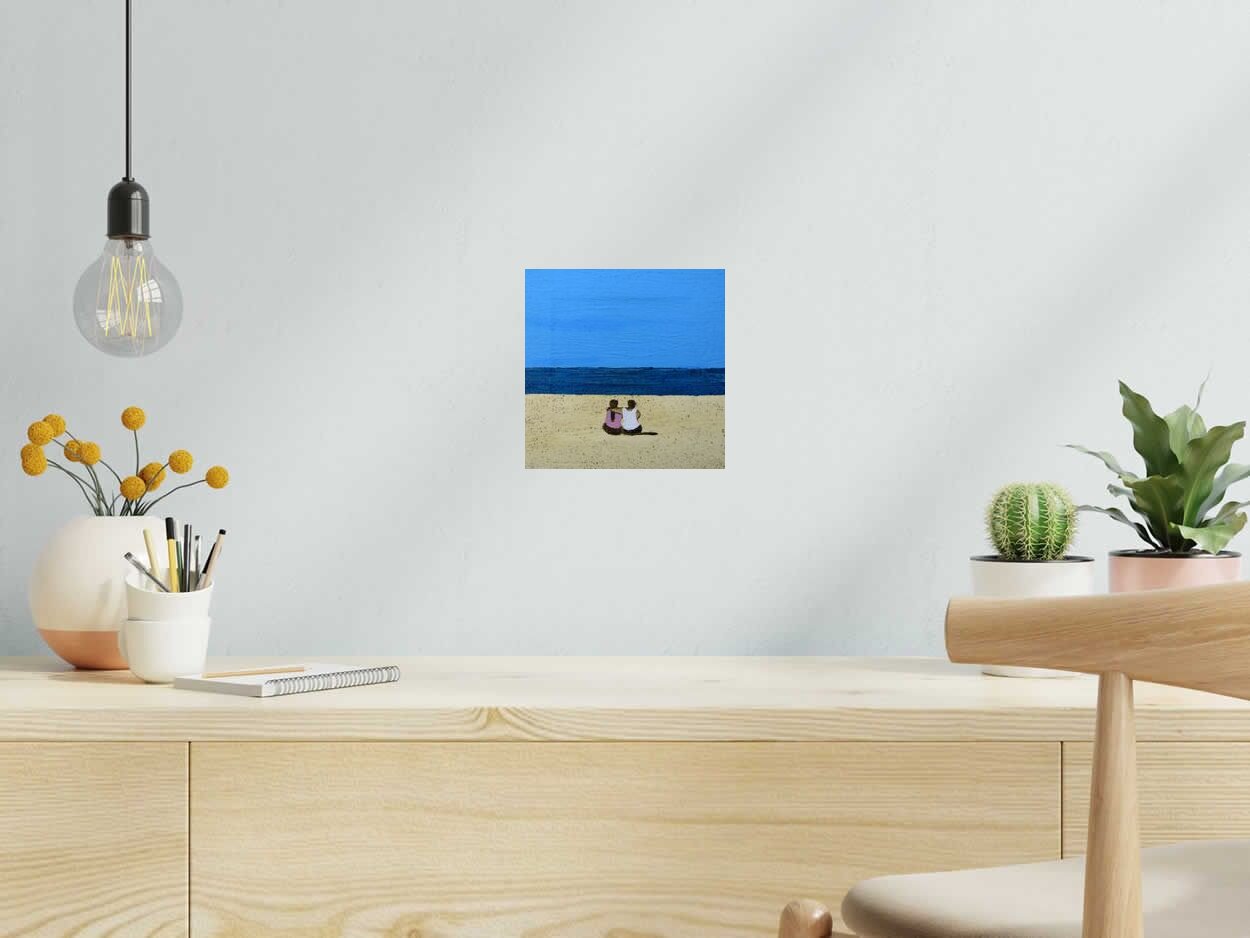 Tableau de MARCOS ZRIHEN NOWOTNY a pour titre  Pareja Playa - Barcelona 2023 style figuratif dim : MARCOS ZRIHEN NOWOTNYprix:80