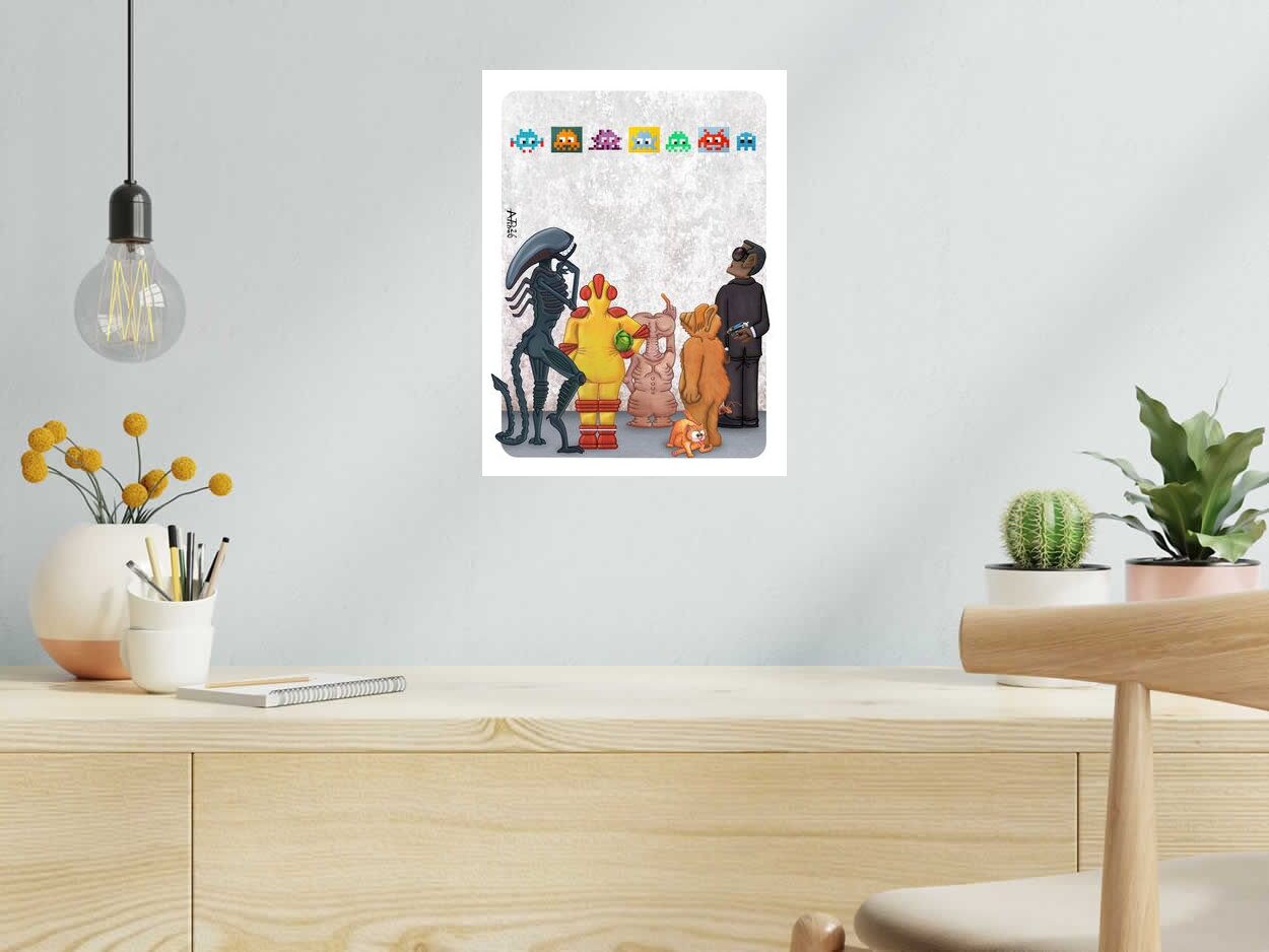 Editions d'art de L'ARTISTE PITRE a pour titre  INVADERS style figuratif, graphique dim : L'ARTISTE PITREprix:40