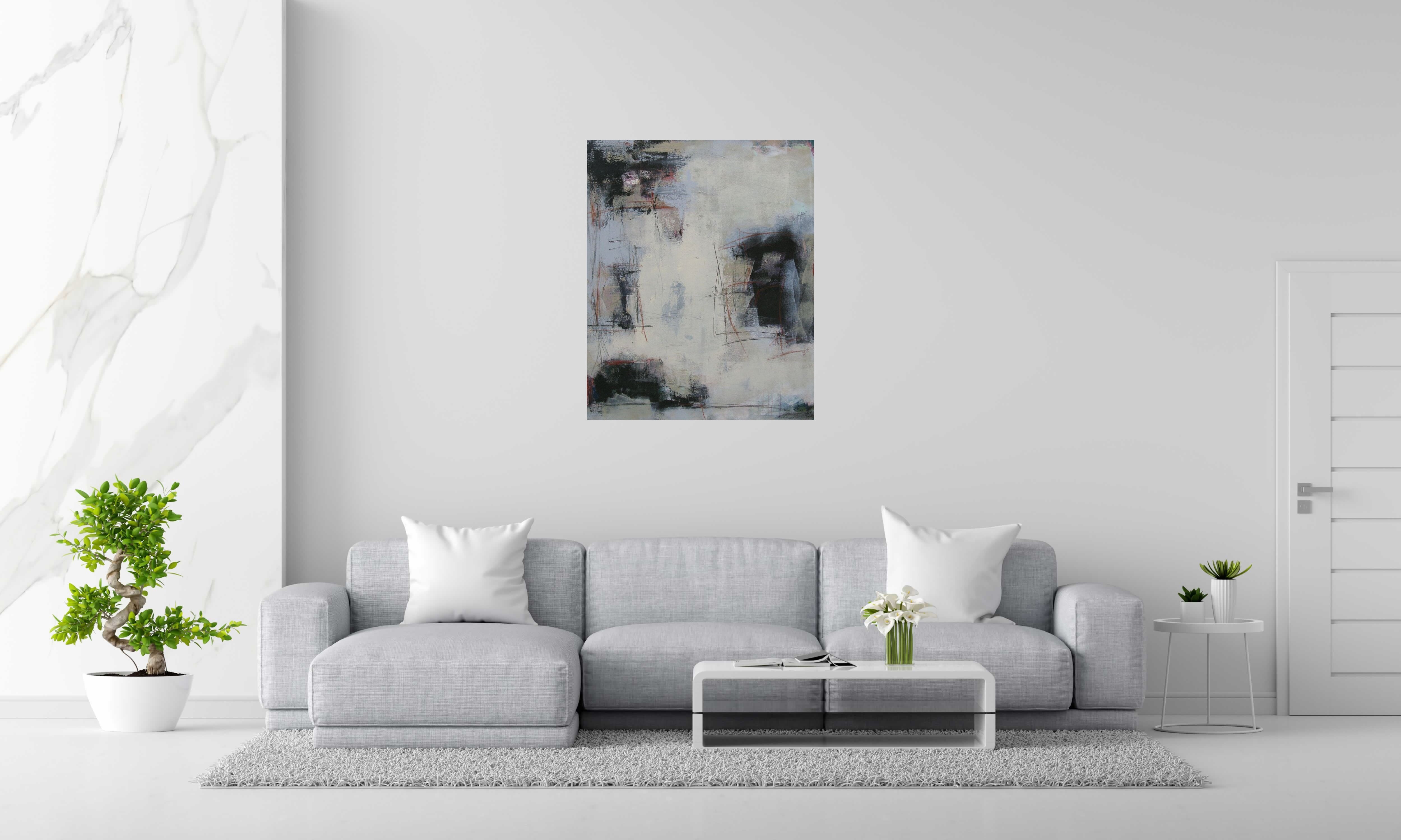 Tableau de TANIA CARRARA a pour titre  Nuances Crème et noir style abstrait dim : TANIA CARRARAprix:950