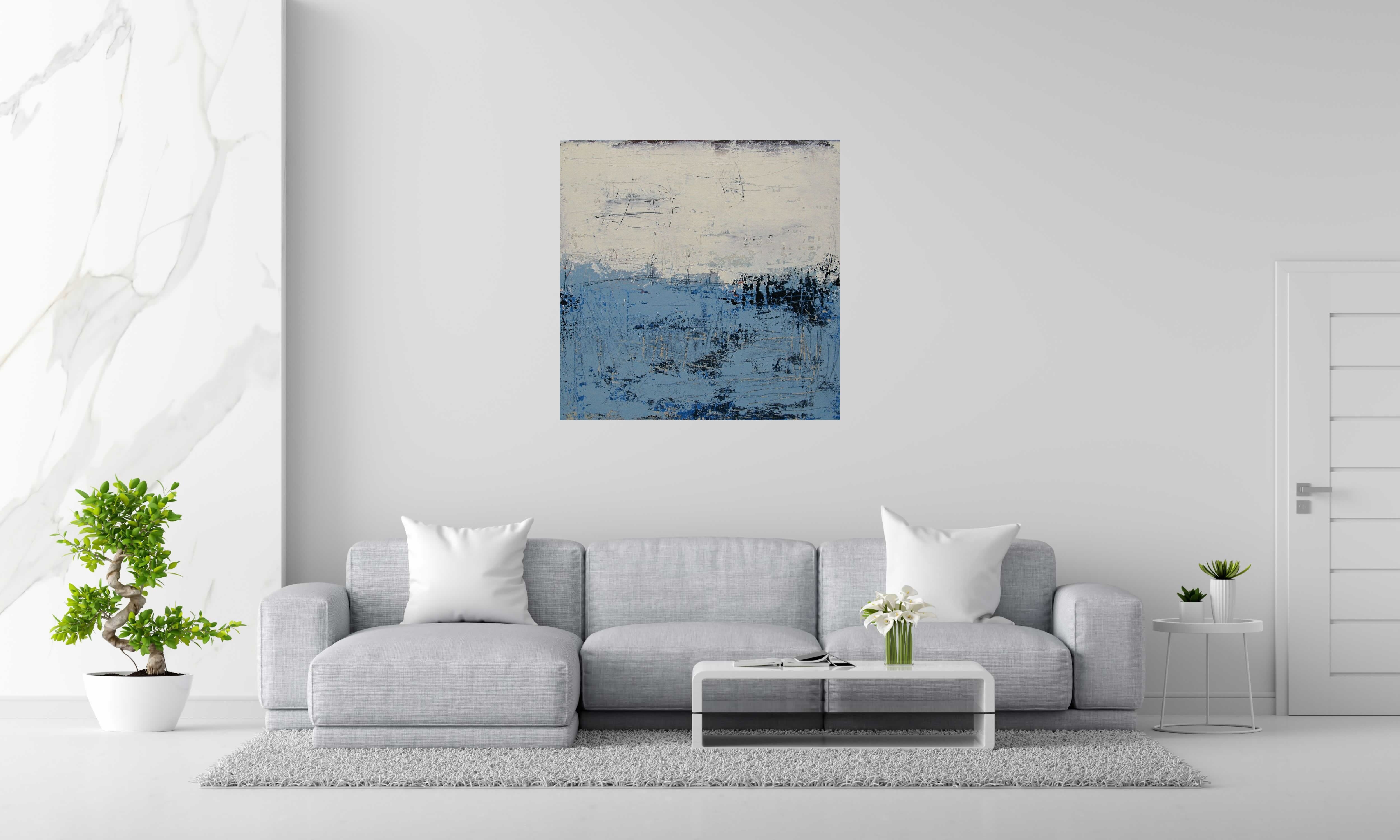 Tableau de TANIA CARRARA a pour titre  Nuances Marines style abstrait dim : TANIA CARRARAprix:1100