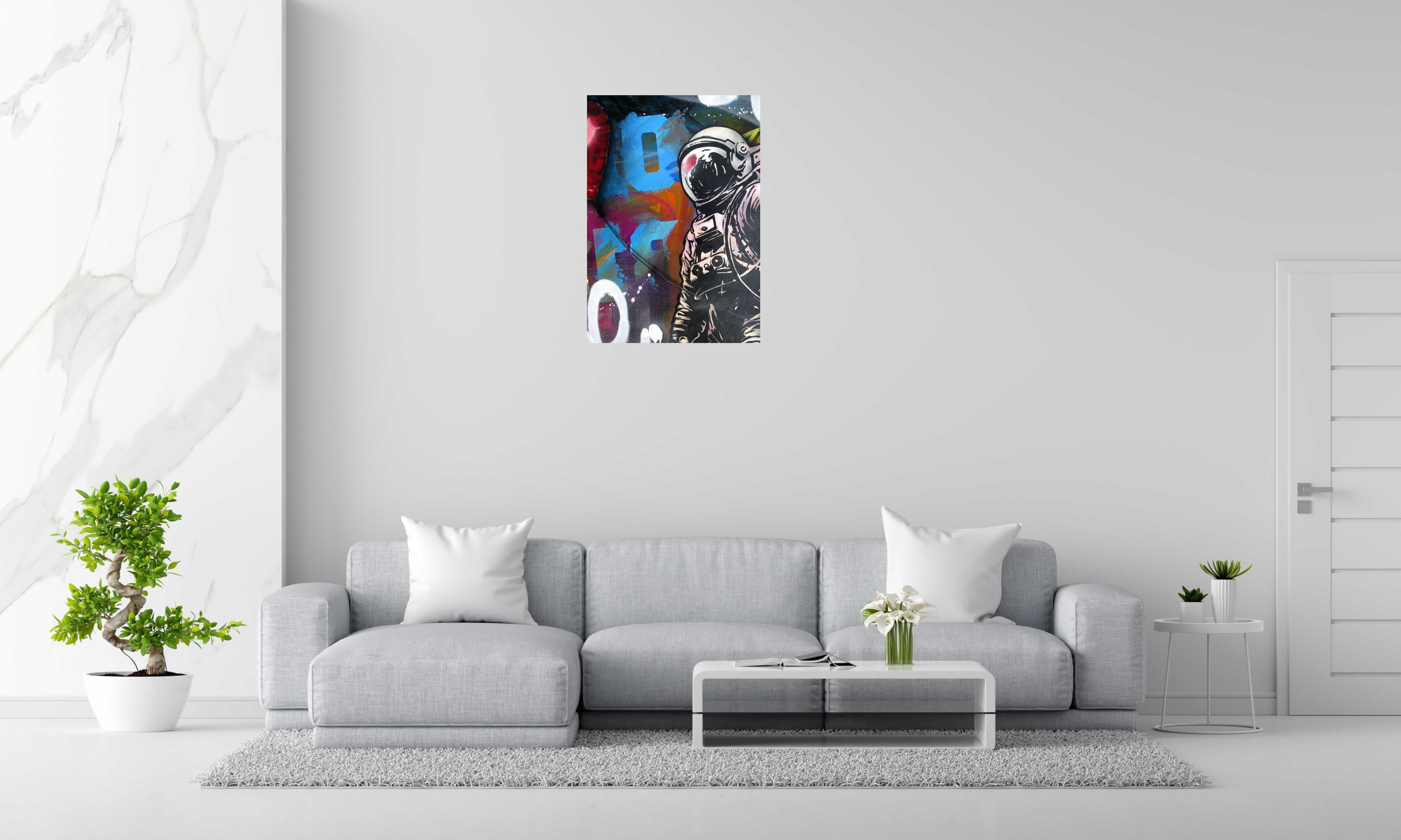 Tableau de JUG a pour titre  LOVE SPACE style street pop art, street art dim : JUGprix:900