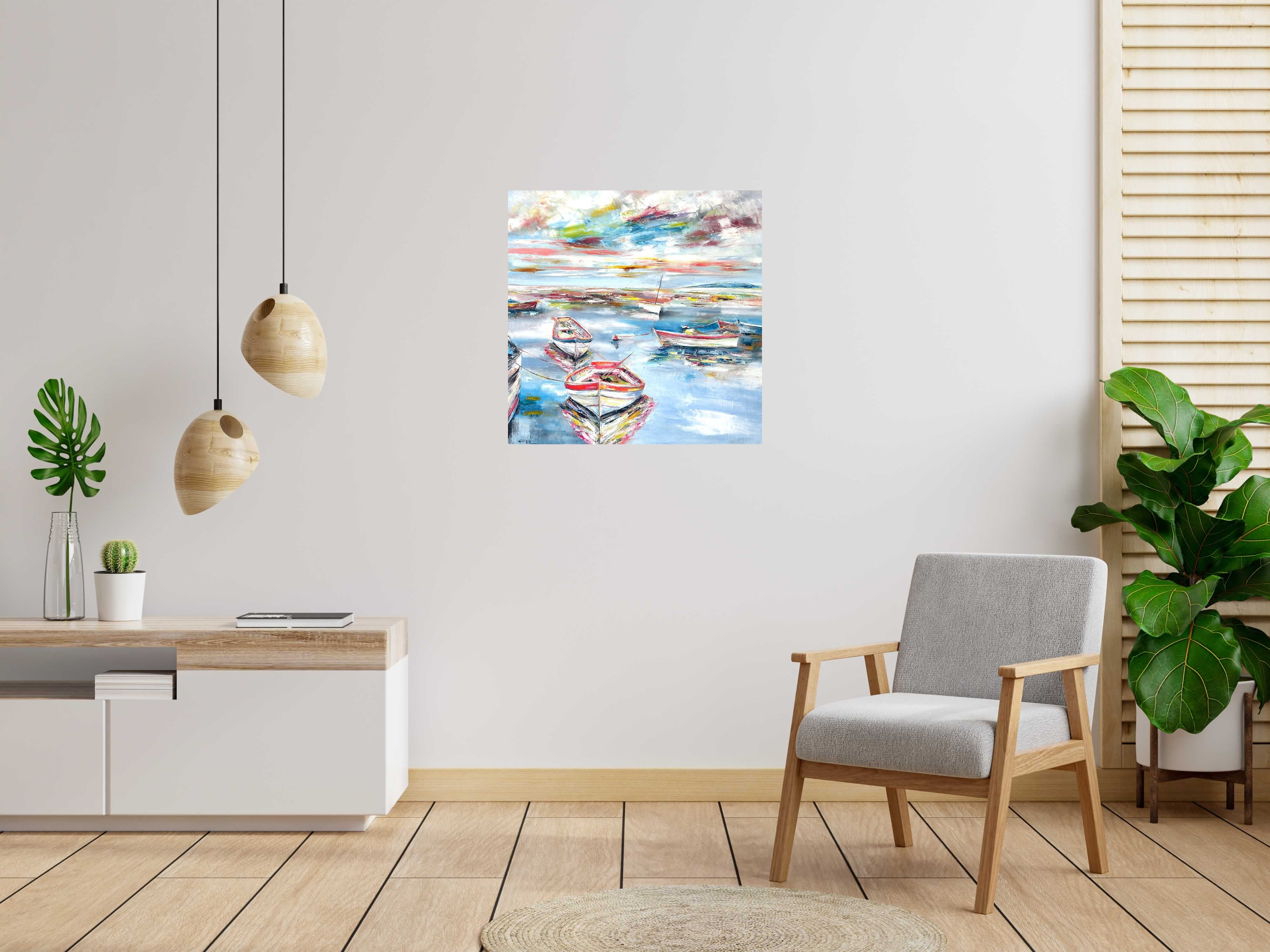 Tableau de PHIL a pour titre  Les barques style figuratif dim : PHILprix:600