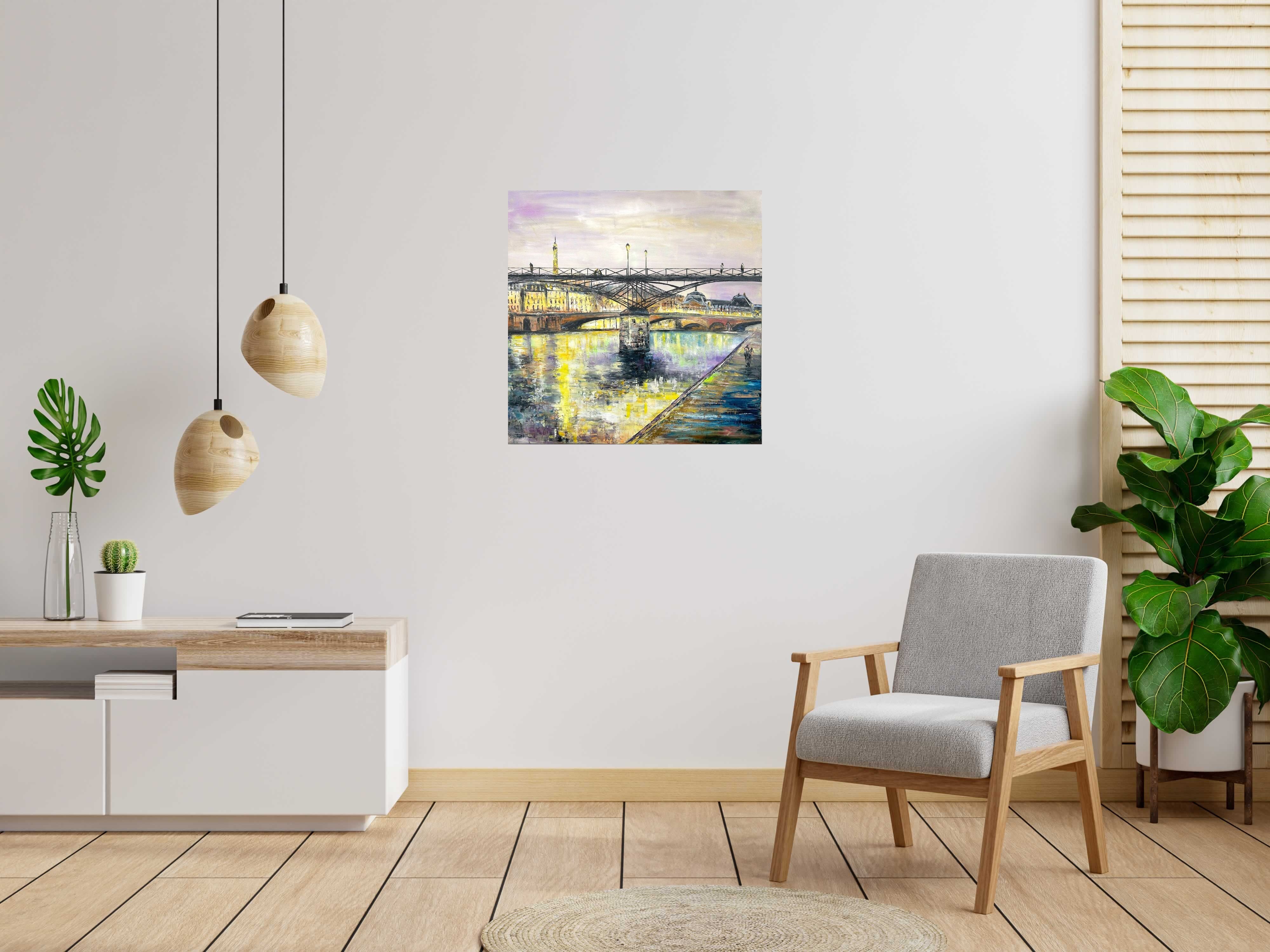 Tableau de PHIL a pour titre  Pont des Arts, Paris style figuratif dim : PHILprix:600
