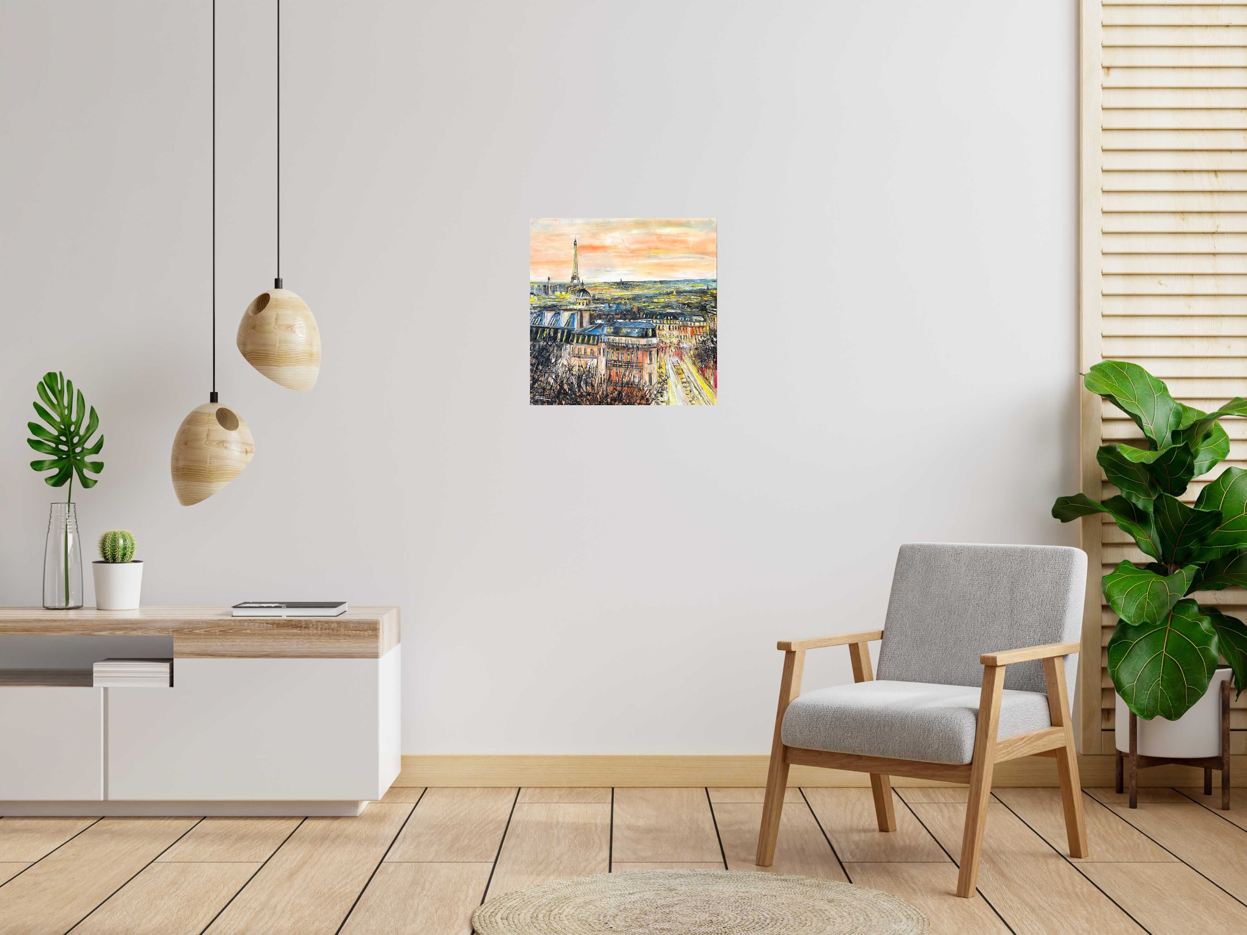 Tableau de PHIL a pour titre  Paris by night style figuratif dim : PHILprix:350