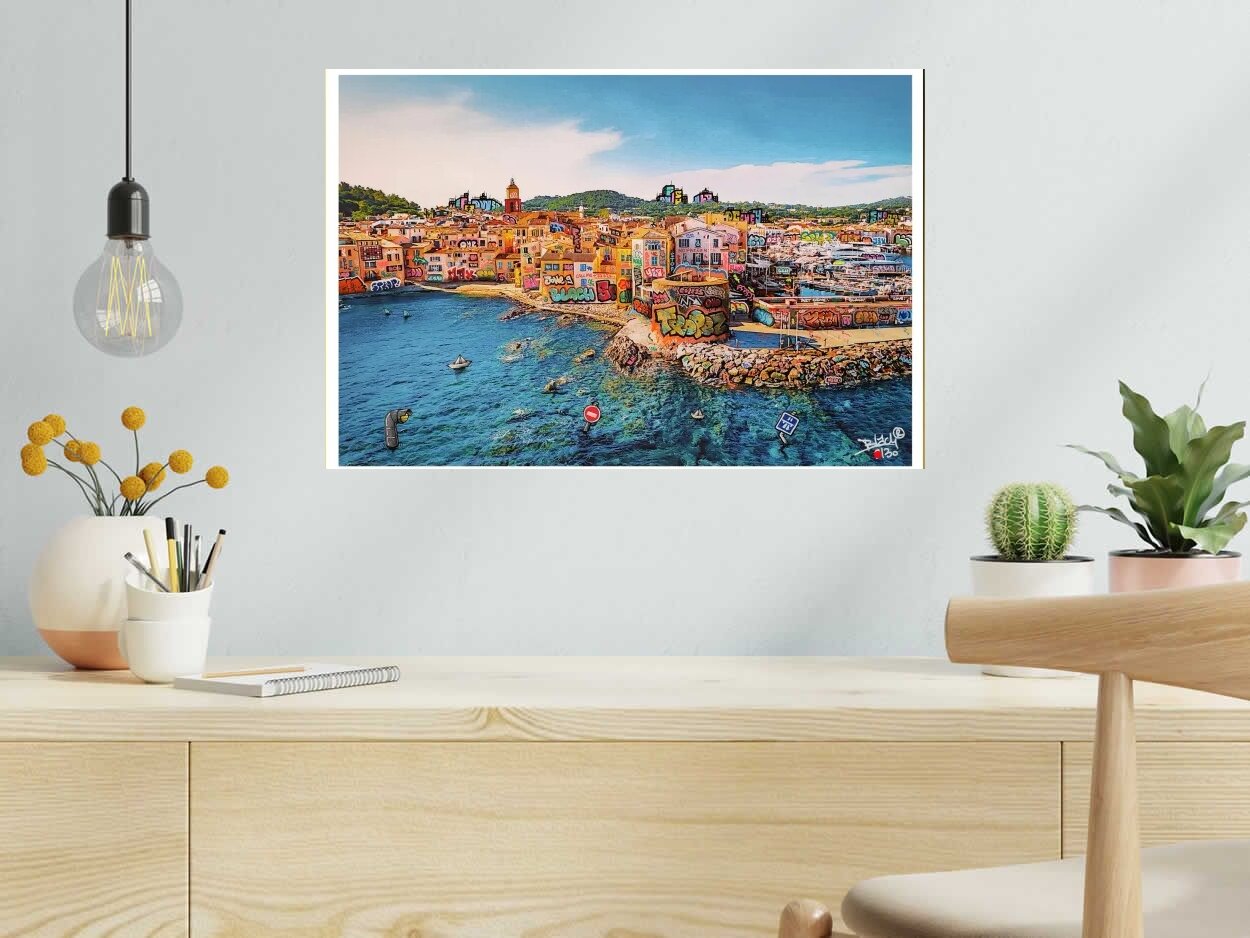 Editions d'art de BLACH a pour titre  Saint Tropez style graffiti, street art dim : BLACHprix:100