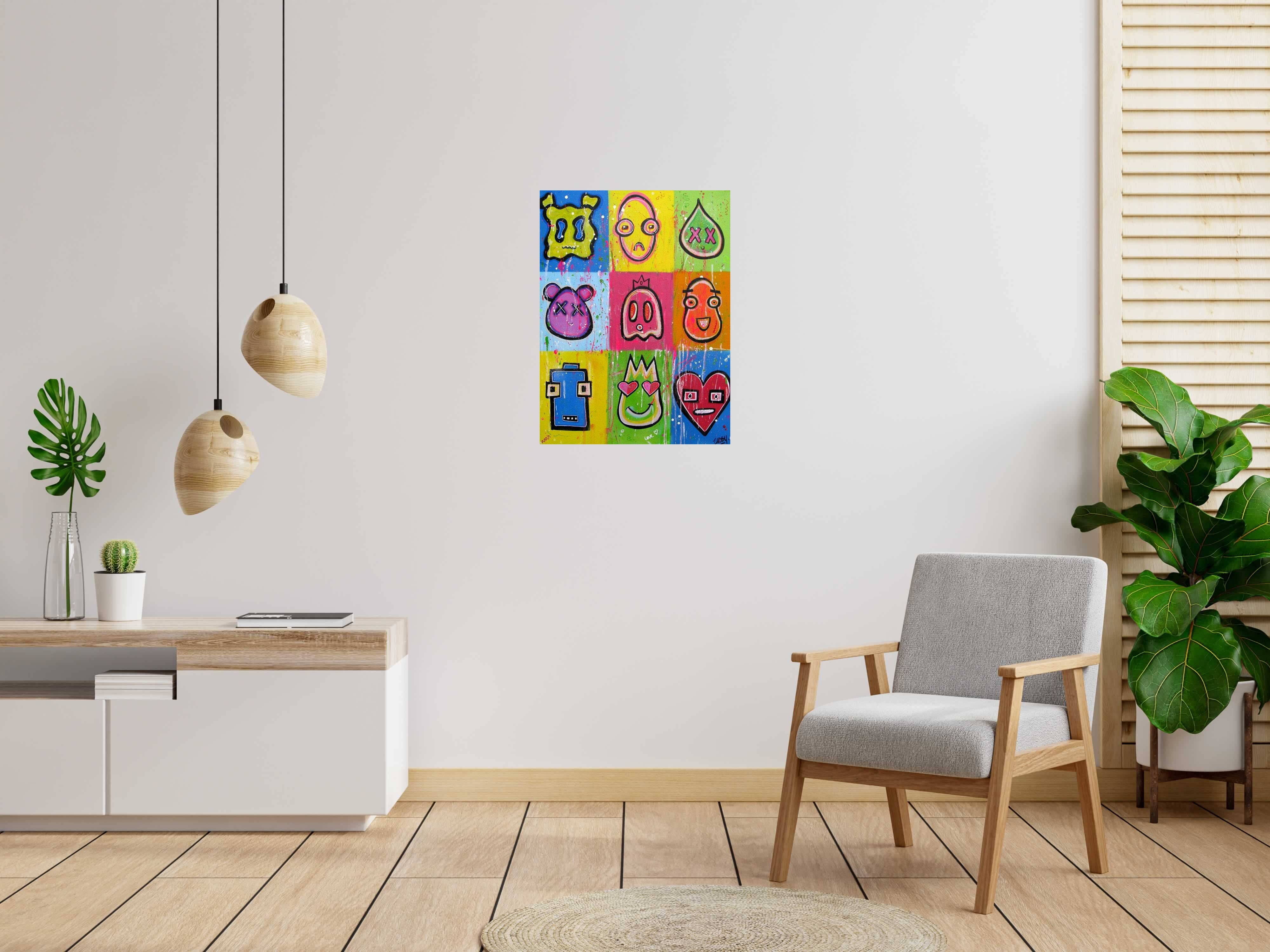 Tableau de LUSSY a pour titre  carré illu style graffiti, street pop art dim : LUSSYprix:340