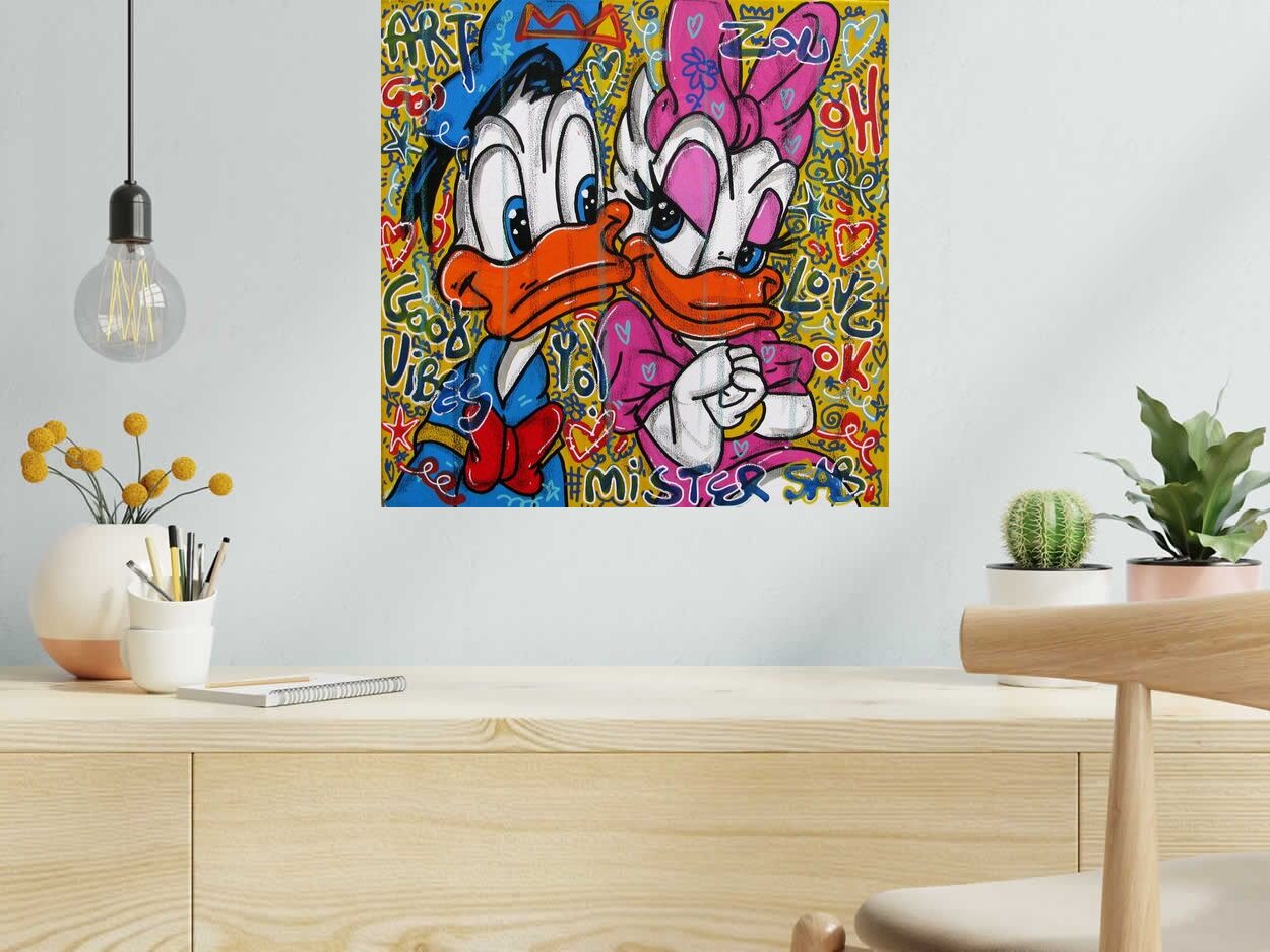 Tableau de RICO SAB a pour titre  Duck's love style street pop art, street art dim : RICO SABprix:250