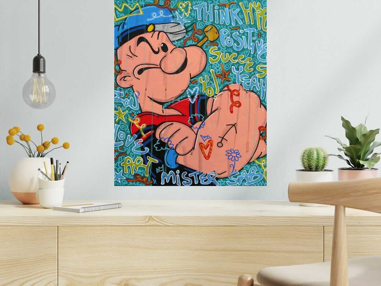Tableau de RICO SAB a pour titre  Think Positive style street pop art, street art dim : RICO SABprix:290